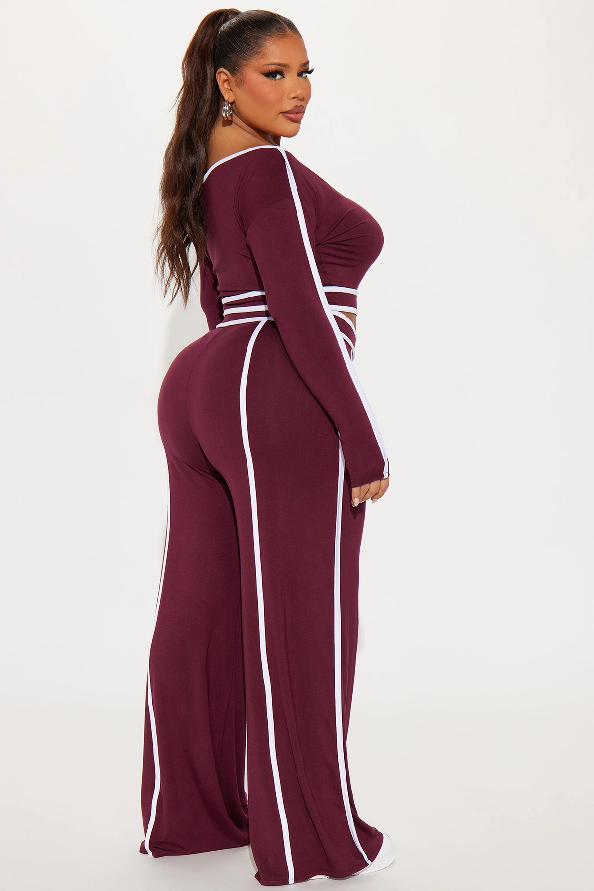 Sporty Moment Pant Set - Burgundy — Bordô
