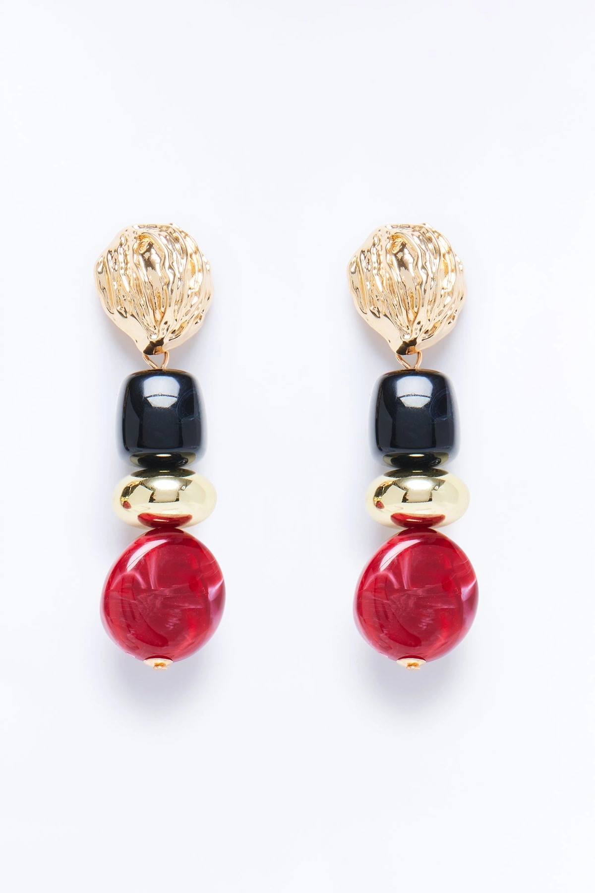 Sunspell Drop Earrings - Black/Red — Preto/Vermelho