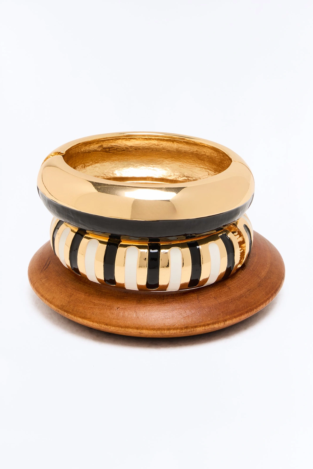 Bali Tide 3 Piece Bracelet Set - Gold/Black — Dourado/Preto