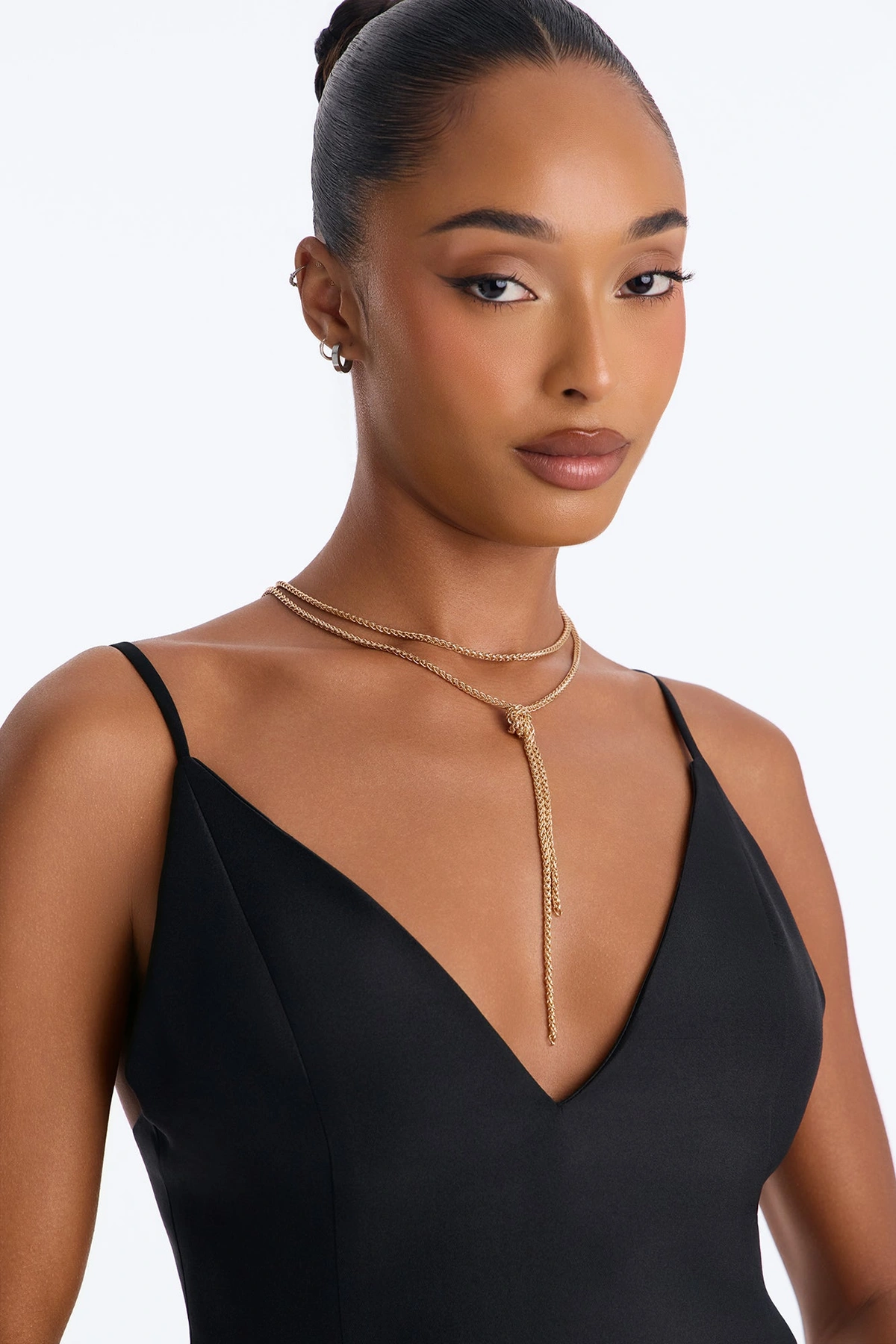 Knotted Lariat Necklace - Gold — Dourado