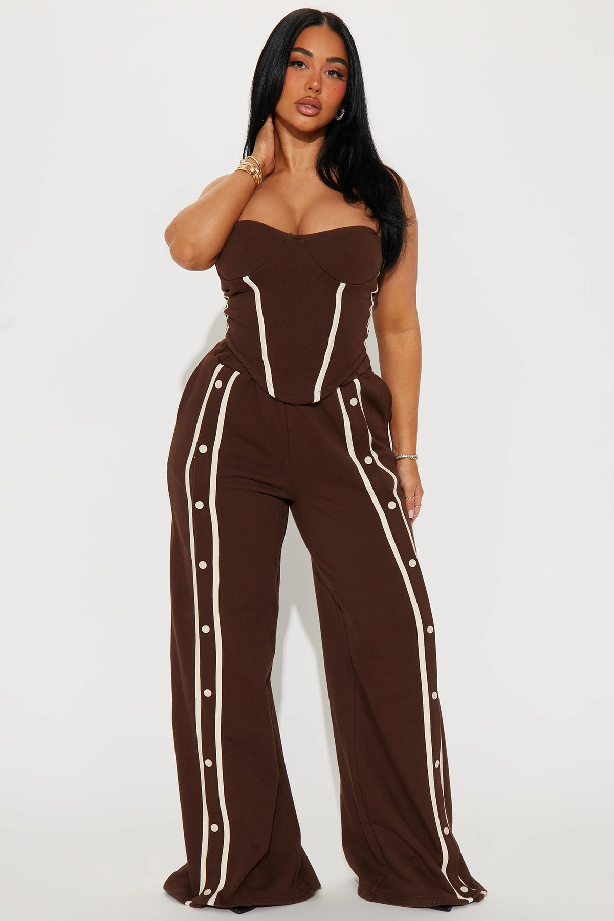 Sara Fleece Track Pant Set - Chocolate — Chocolate