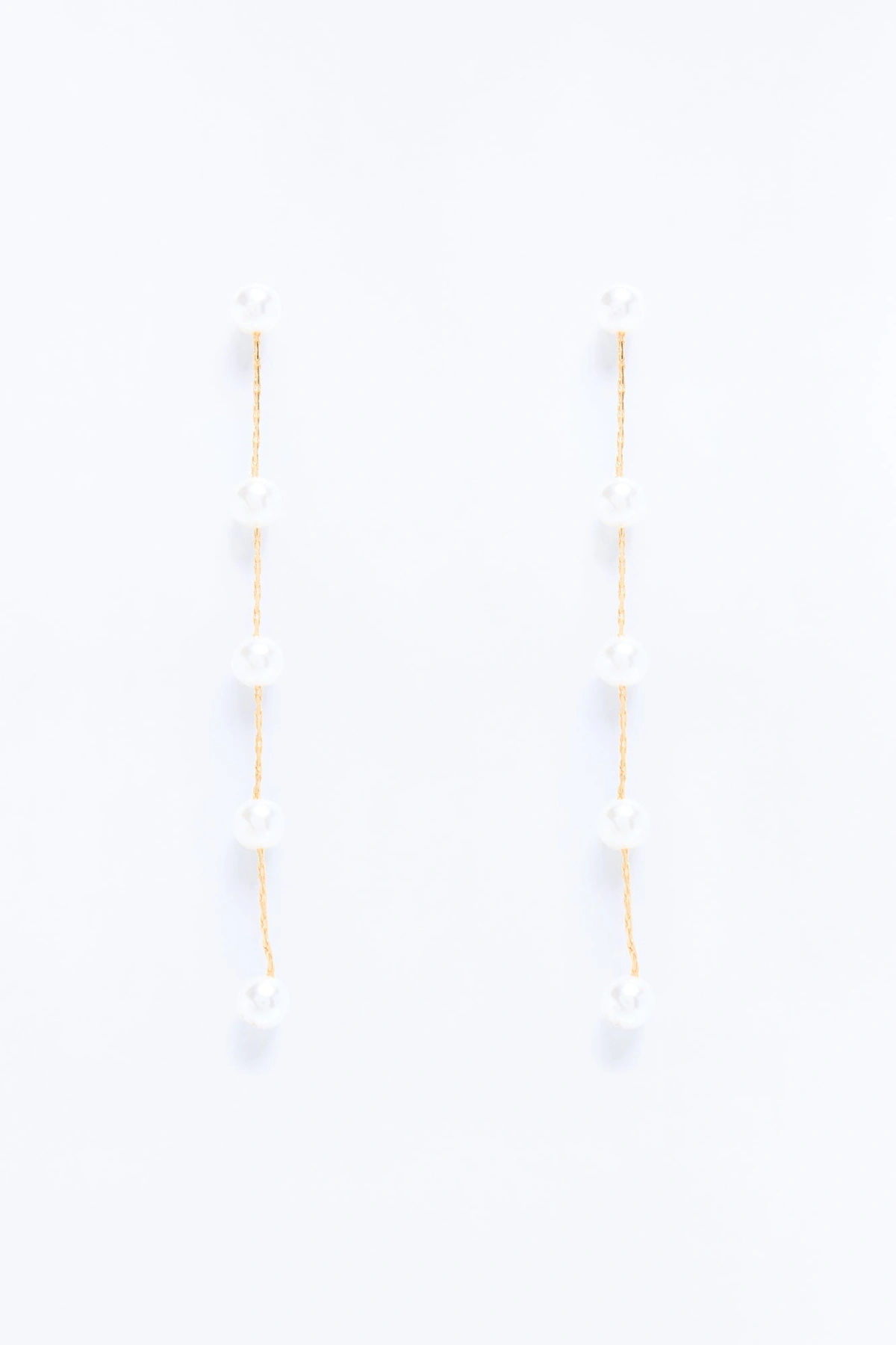 Candlelight Pearls Linear Earrings - White/Gold — Branco/Dourado