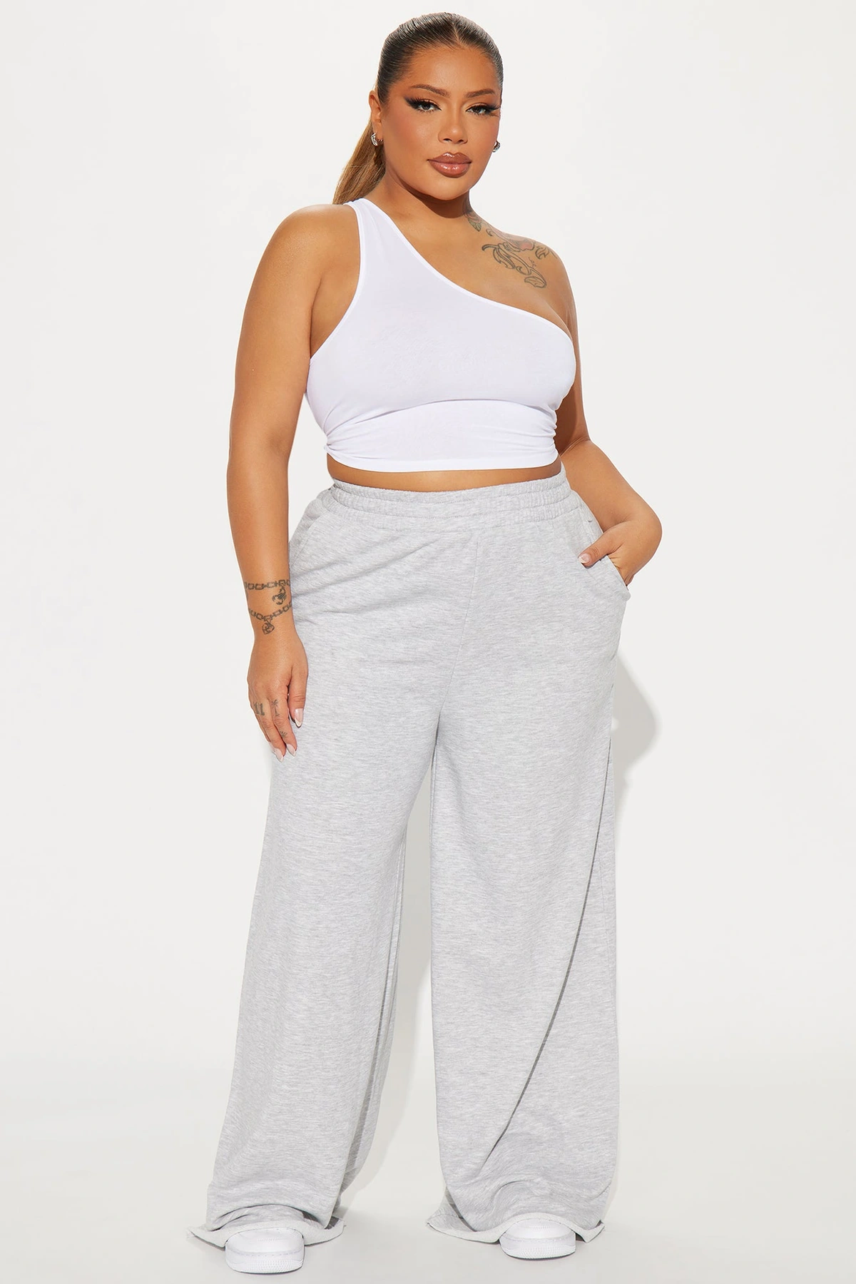 Fair Game Lounge Wide Leg Pant - Heather Grey — Cinzento mesclado