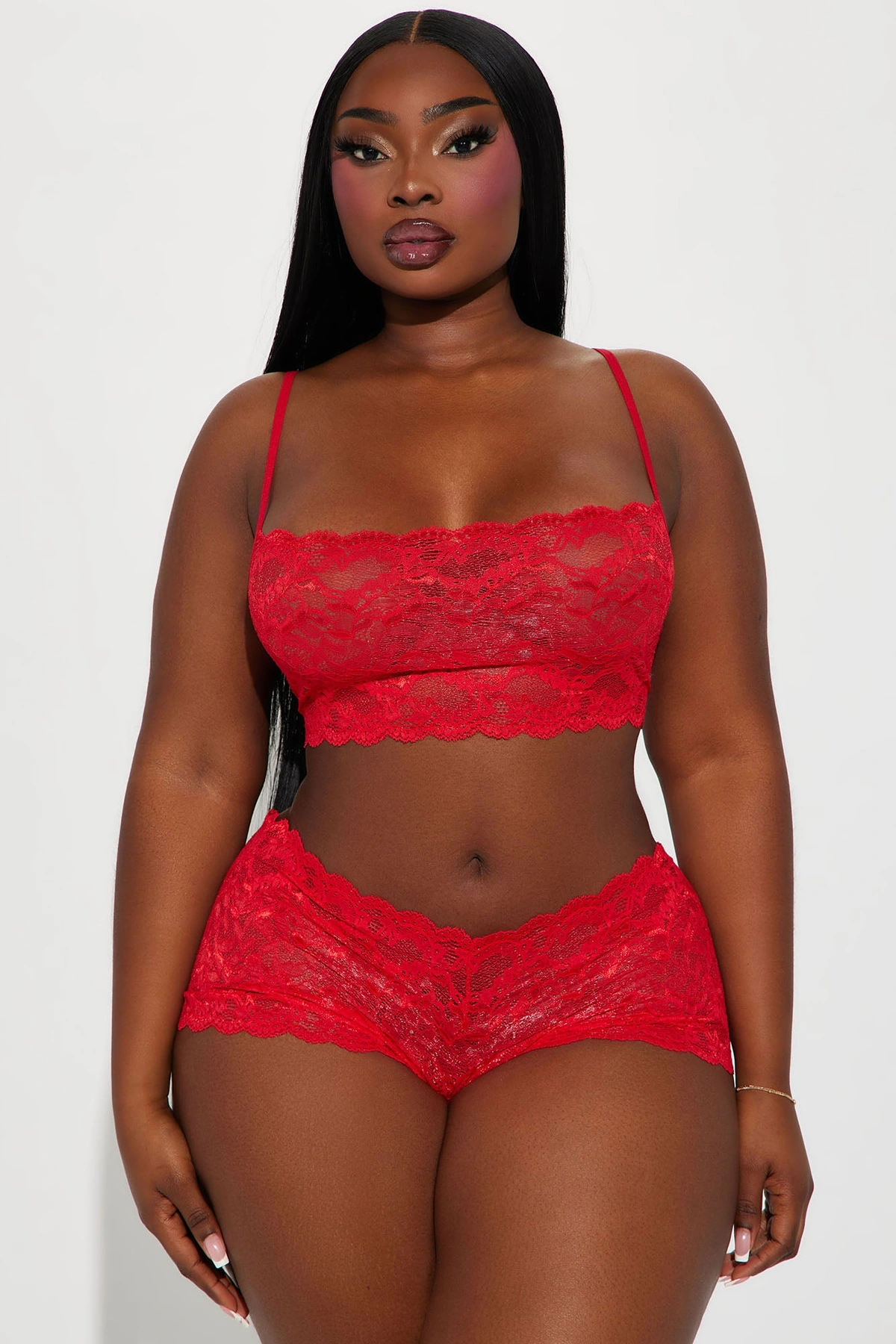 Sultry Moments Lace 2 Piece Set - Red — Vermelho