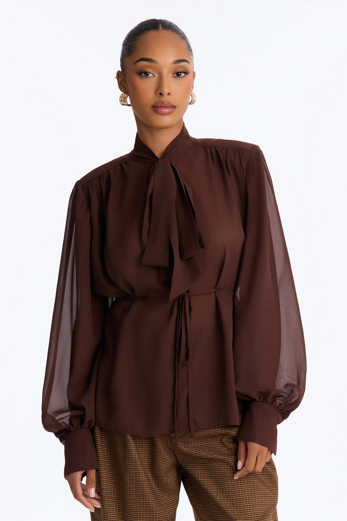 Soft Intentions Chiffon Blouse - Chocolate — Chocolate