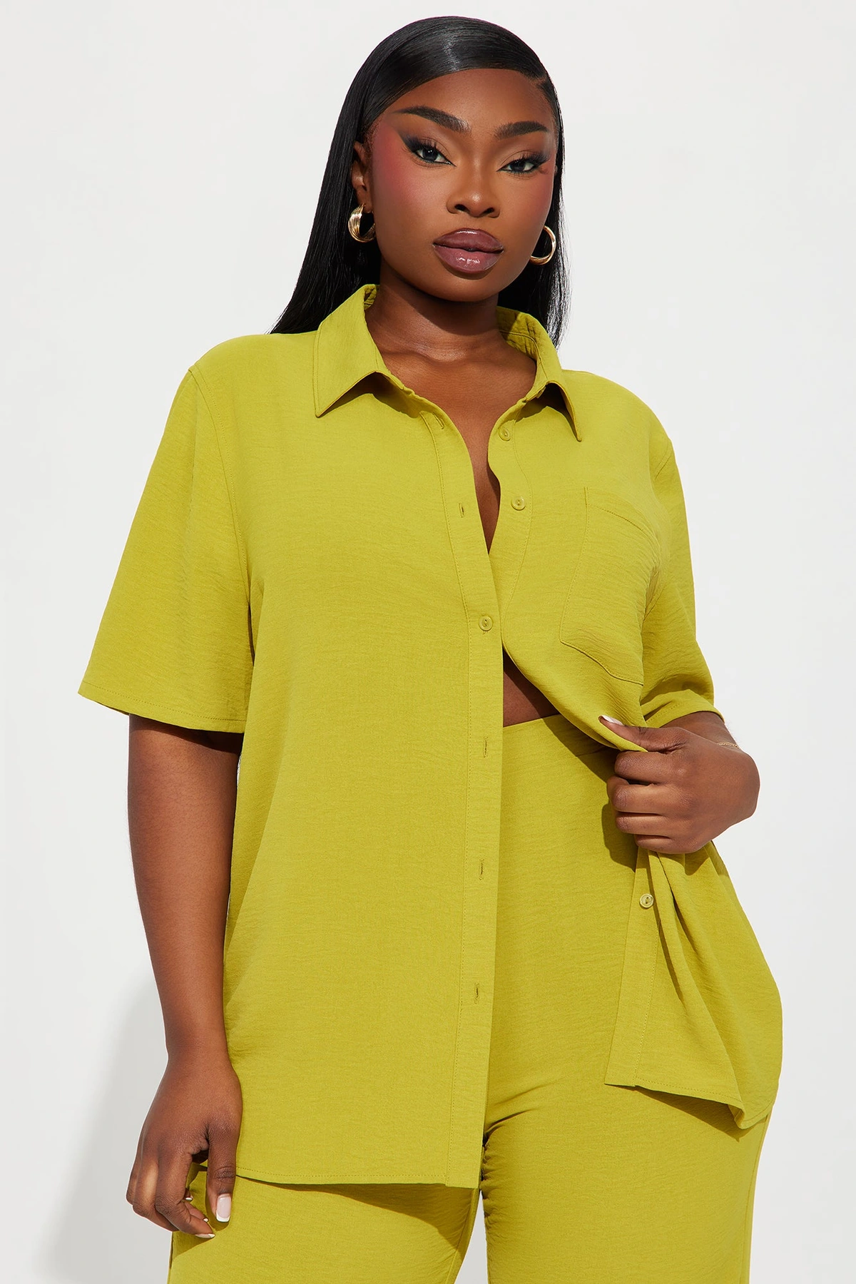 Makenzie Short Sleeve Pant Set - Chartreuse — Chartreuse