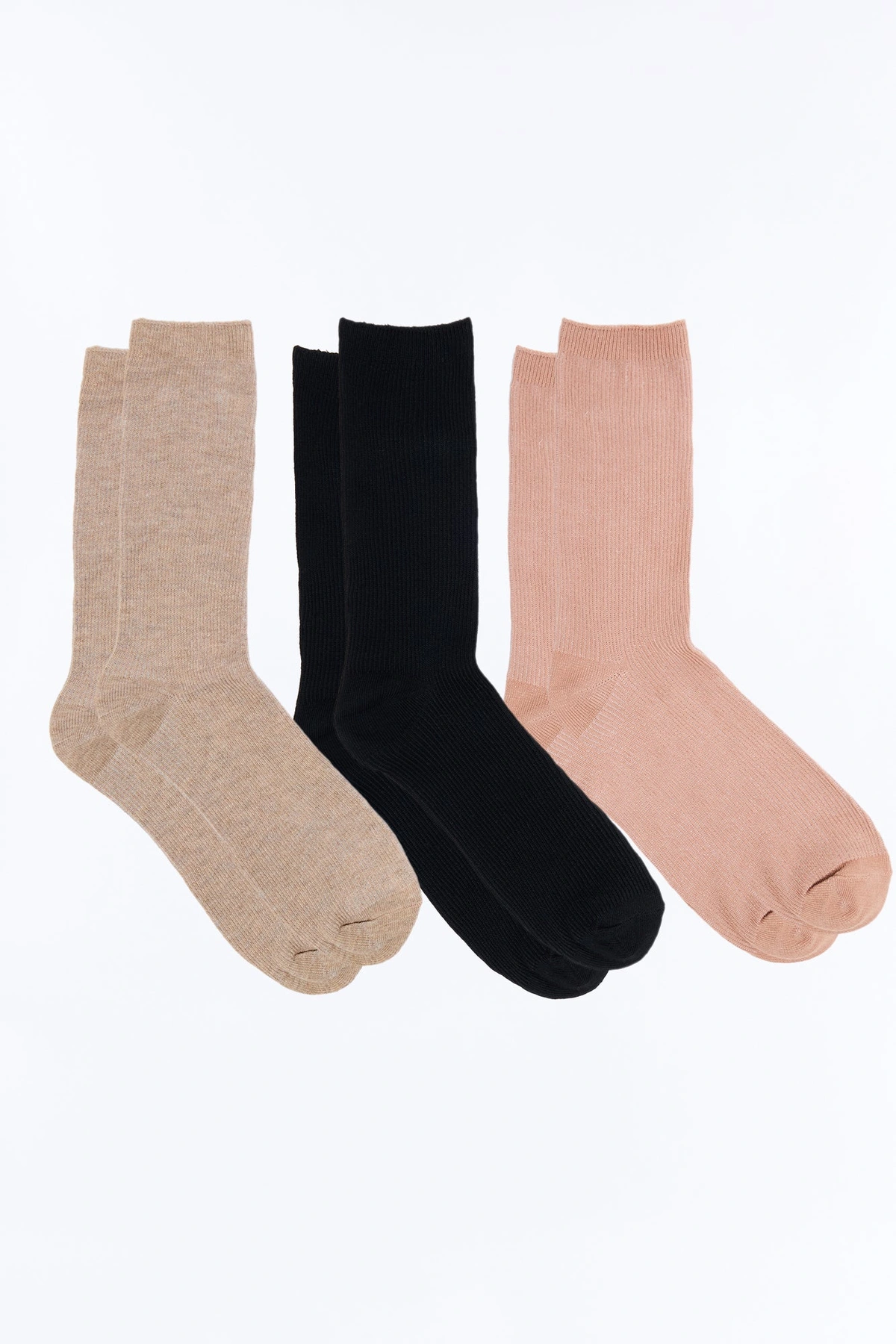 6 Pack Ribbed Socks - Brown/combo — Castanho/combinação