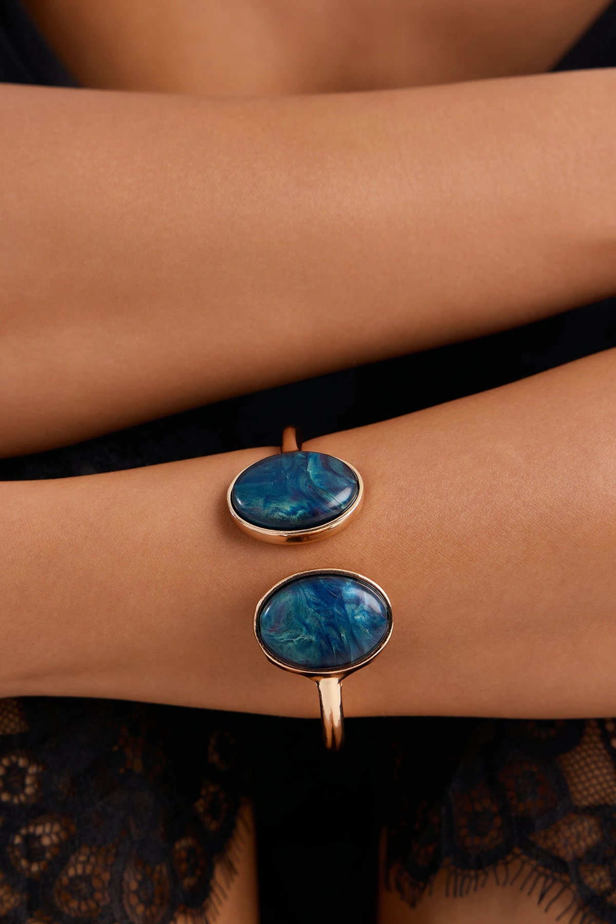 Dreamy Stone Bracelet - Gold/Blue — Dourado/Azul