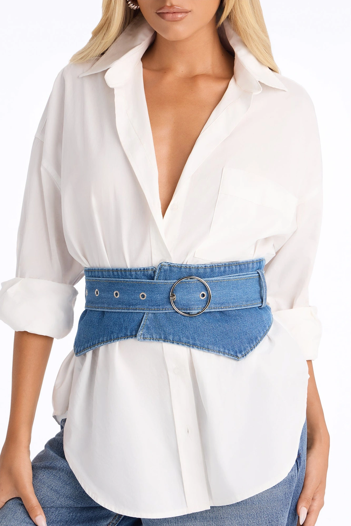 Sculpted In Denim Corset Belt - Denim — Ganga