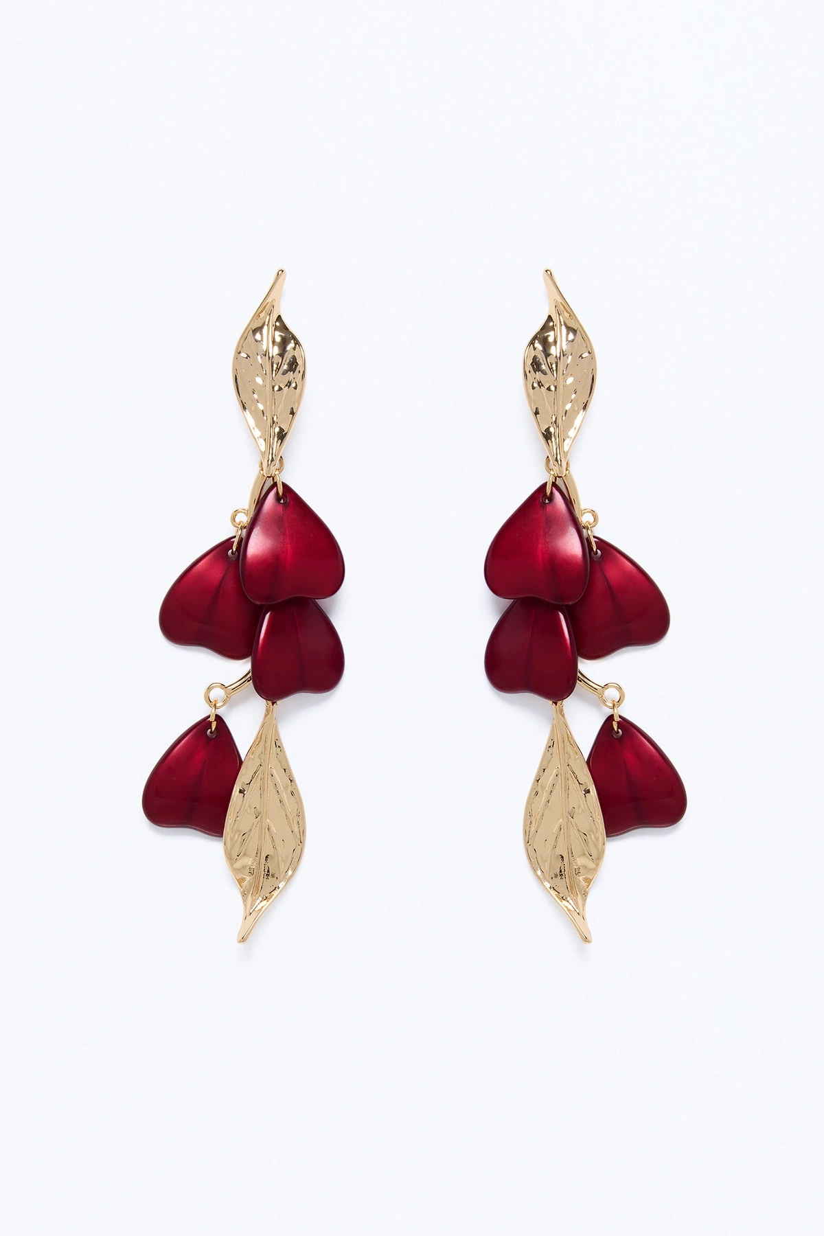 Golden Meadow Drop Earrings - Burgundy/combo — Bordô/combinação