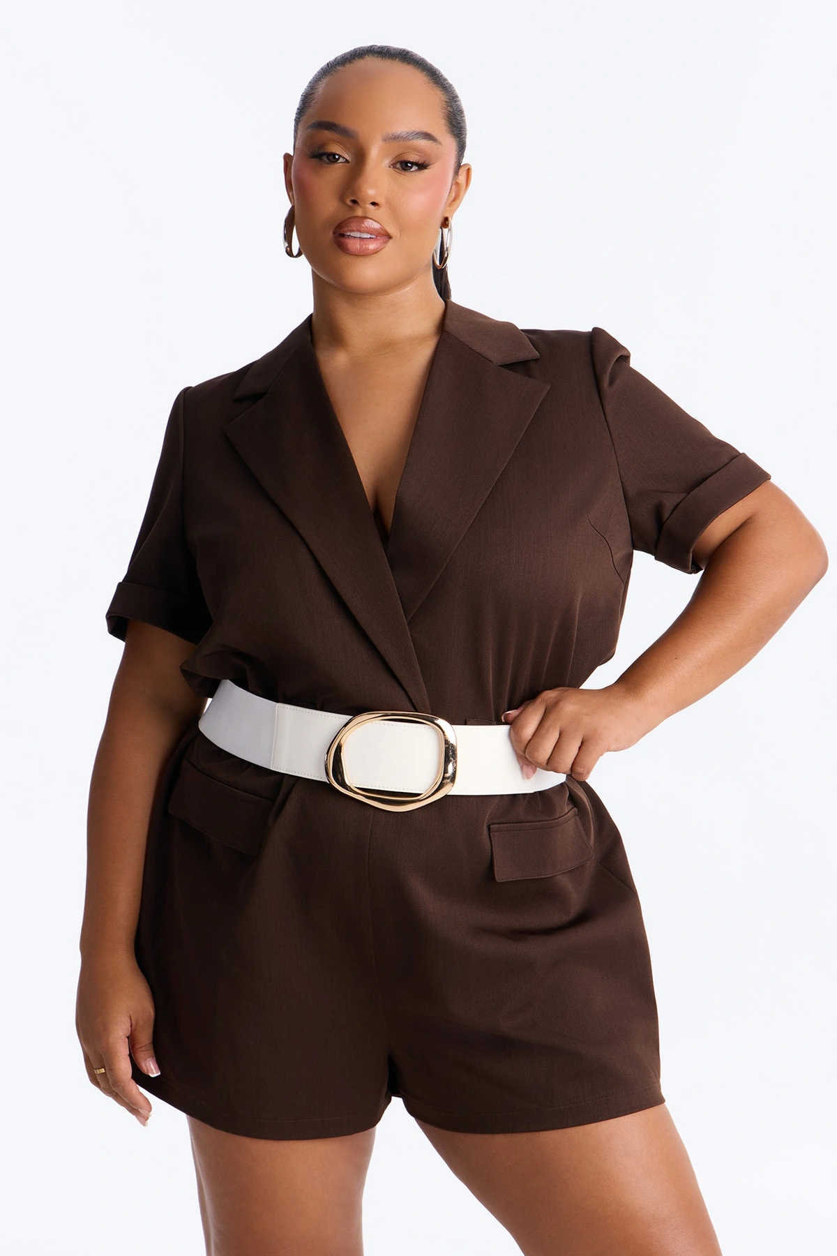 No Circling Back Wide Elastic Belt - Ivory — Marfim