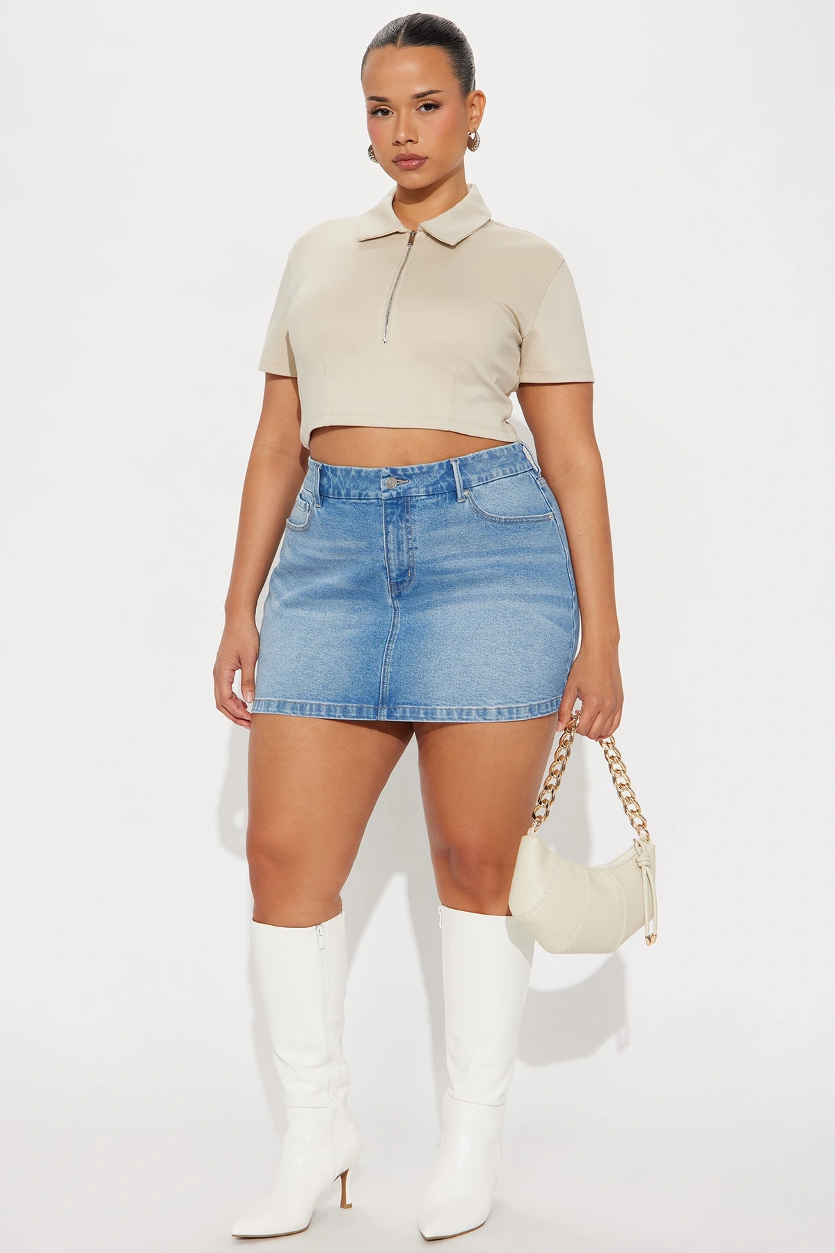 Harper Denim Mini Skirt - Medium Wash — Ganga de lavagem média