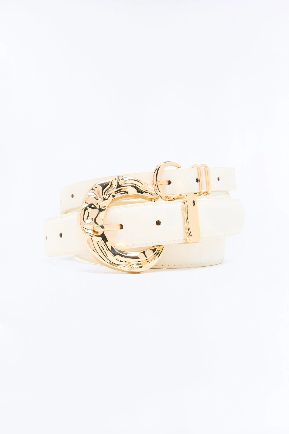 Catch Me Twice Faux Leather Belt Set - Ivory — Marfim