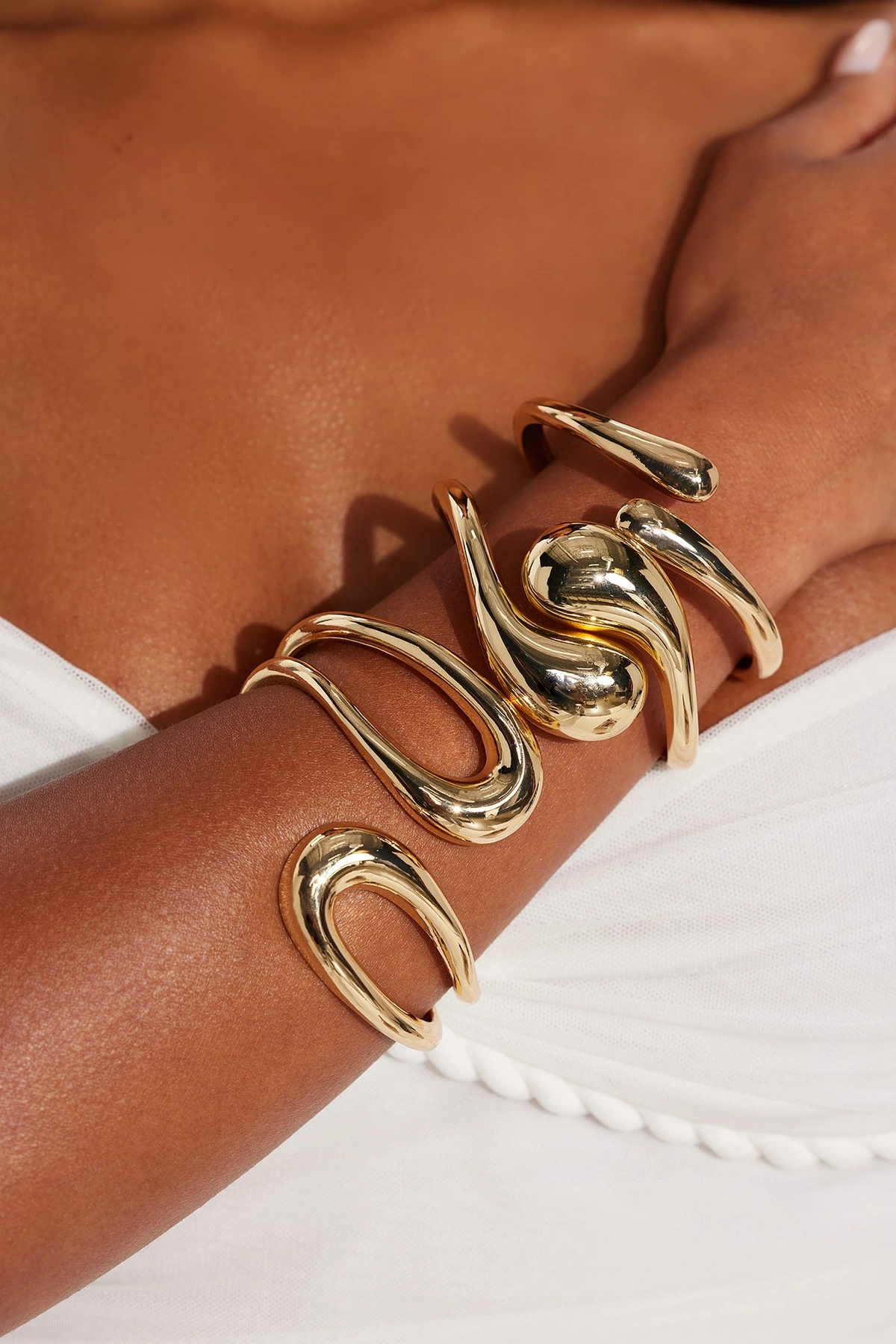 Jude Abstract 3 Piece Bracelet Set - Gold — Dourado