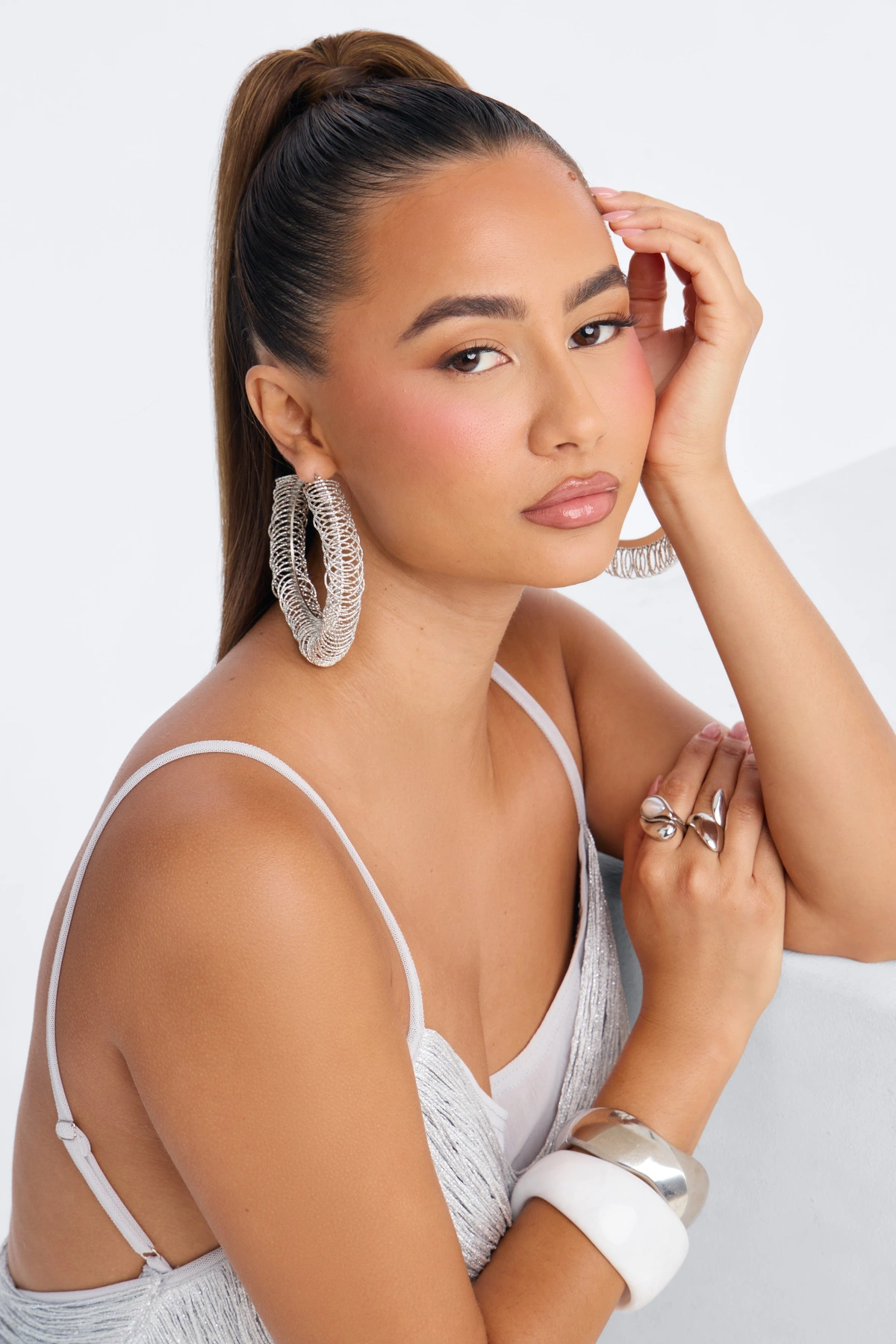 Dessert Sun Hoop Earrings - Silver — Prateado