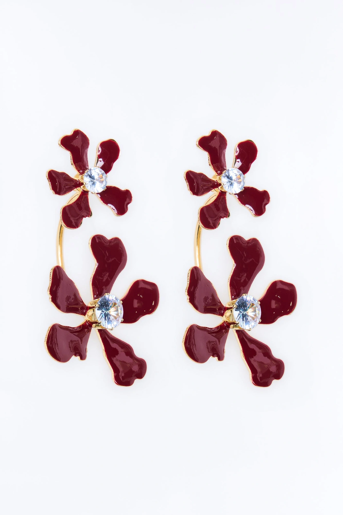 Rare Flower Drop Earrings - Burgundy — Bordô