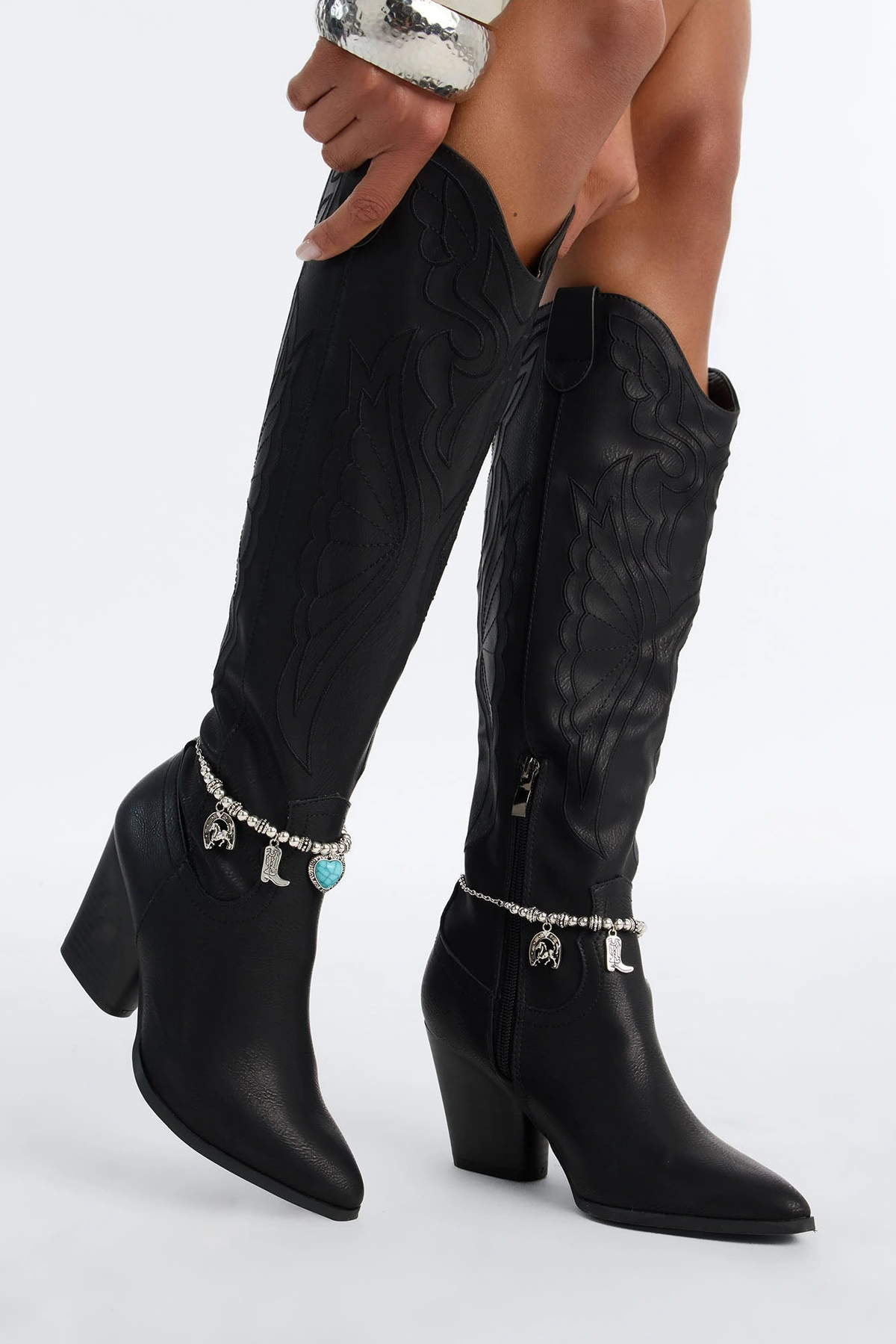 Texas Vibes Jeweled Boot Chain 2 Pack - Silver/Blue — Prateado/Azul