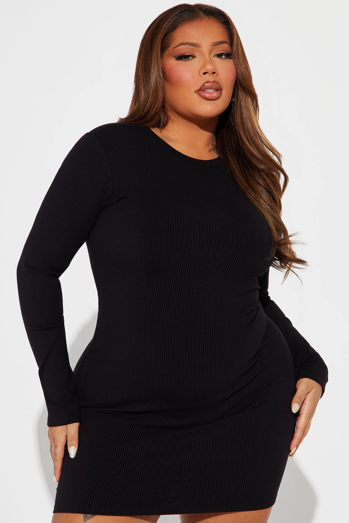 Bella Snatched Mini Dress - Black — Preto