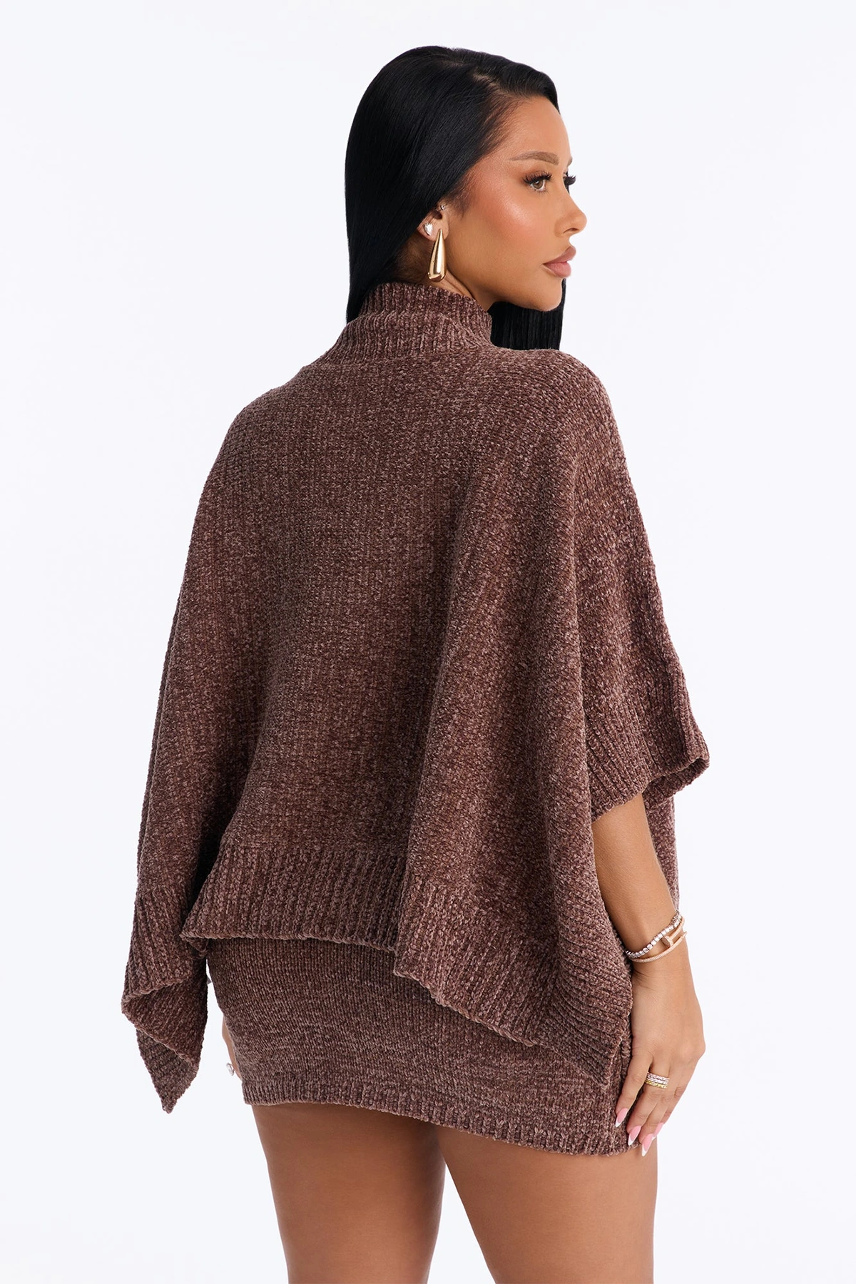 Erica Sweater Poncho Skirt Set - Mocha — Moca