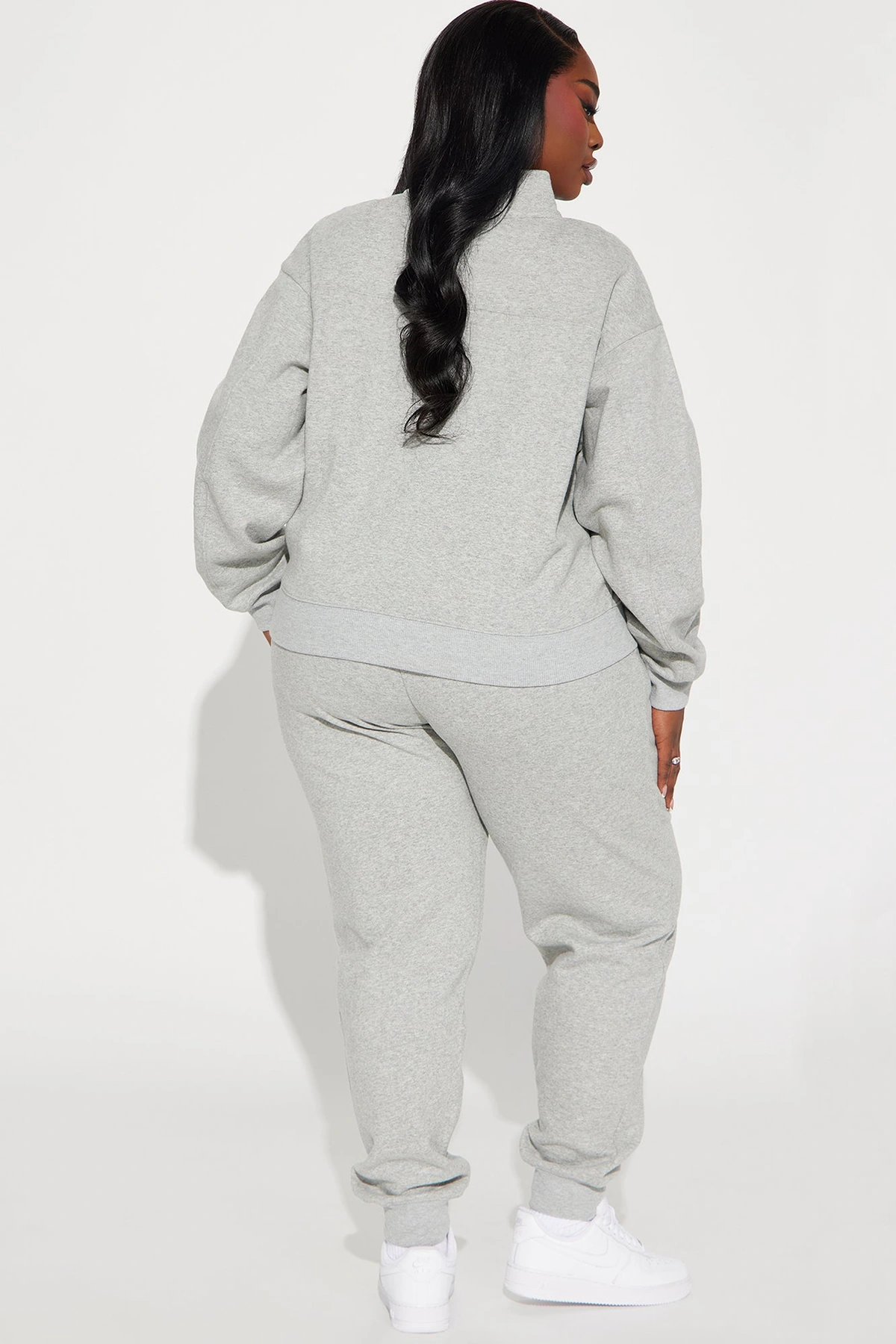 On My Own Half Zip Sweatsuit - Heather Grey — Cinzento mesclado