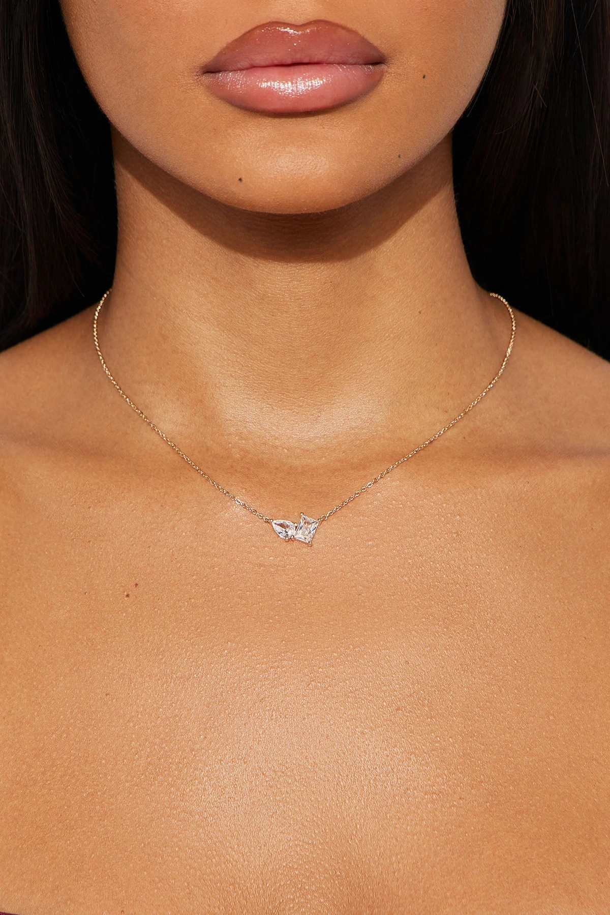 Complements Rhinestone Pendant Necklace - Gold — Dourado