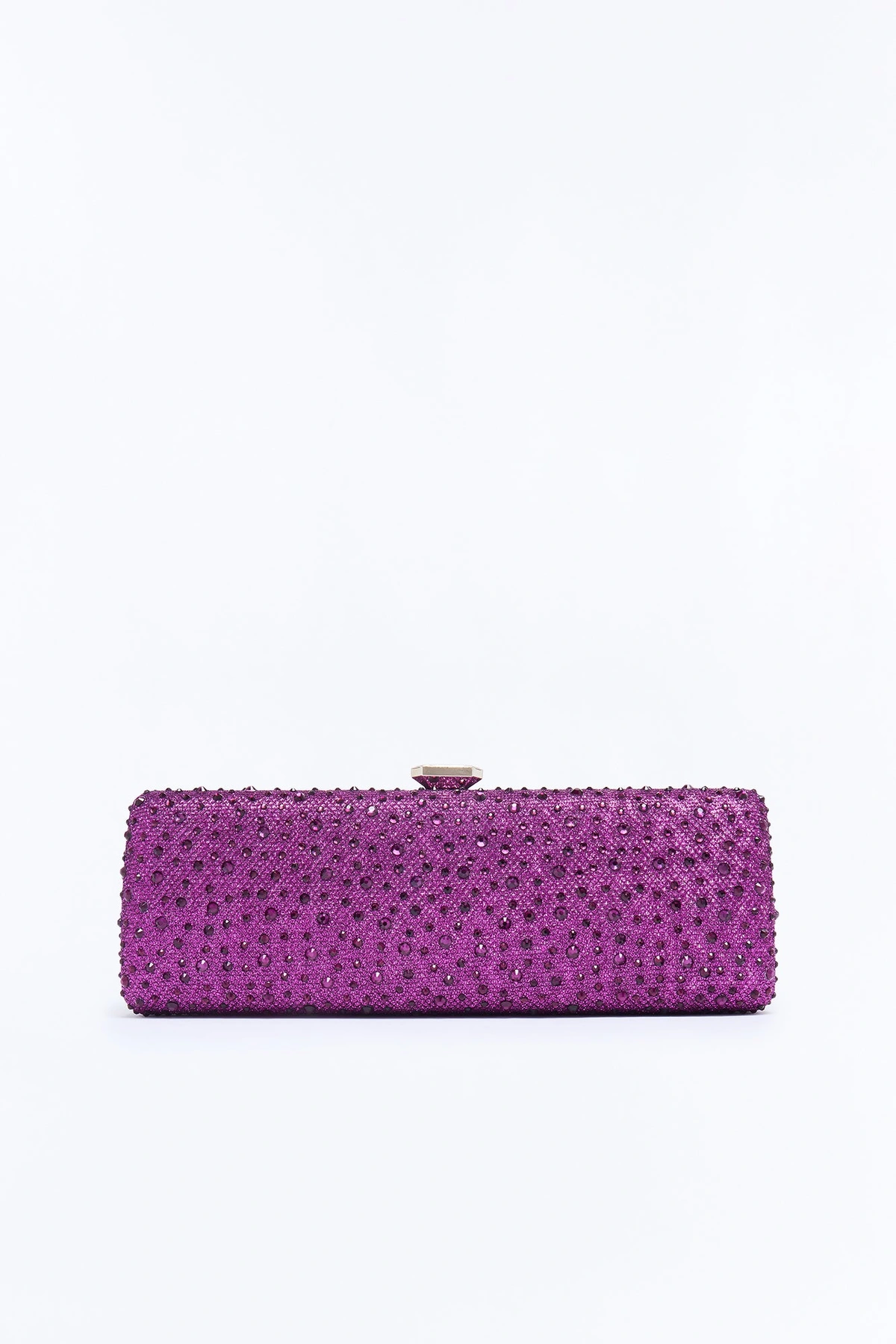 A Glass Of Sparkling Rhinestone Clutch Handbag - Plum — Plum