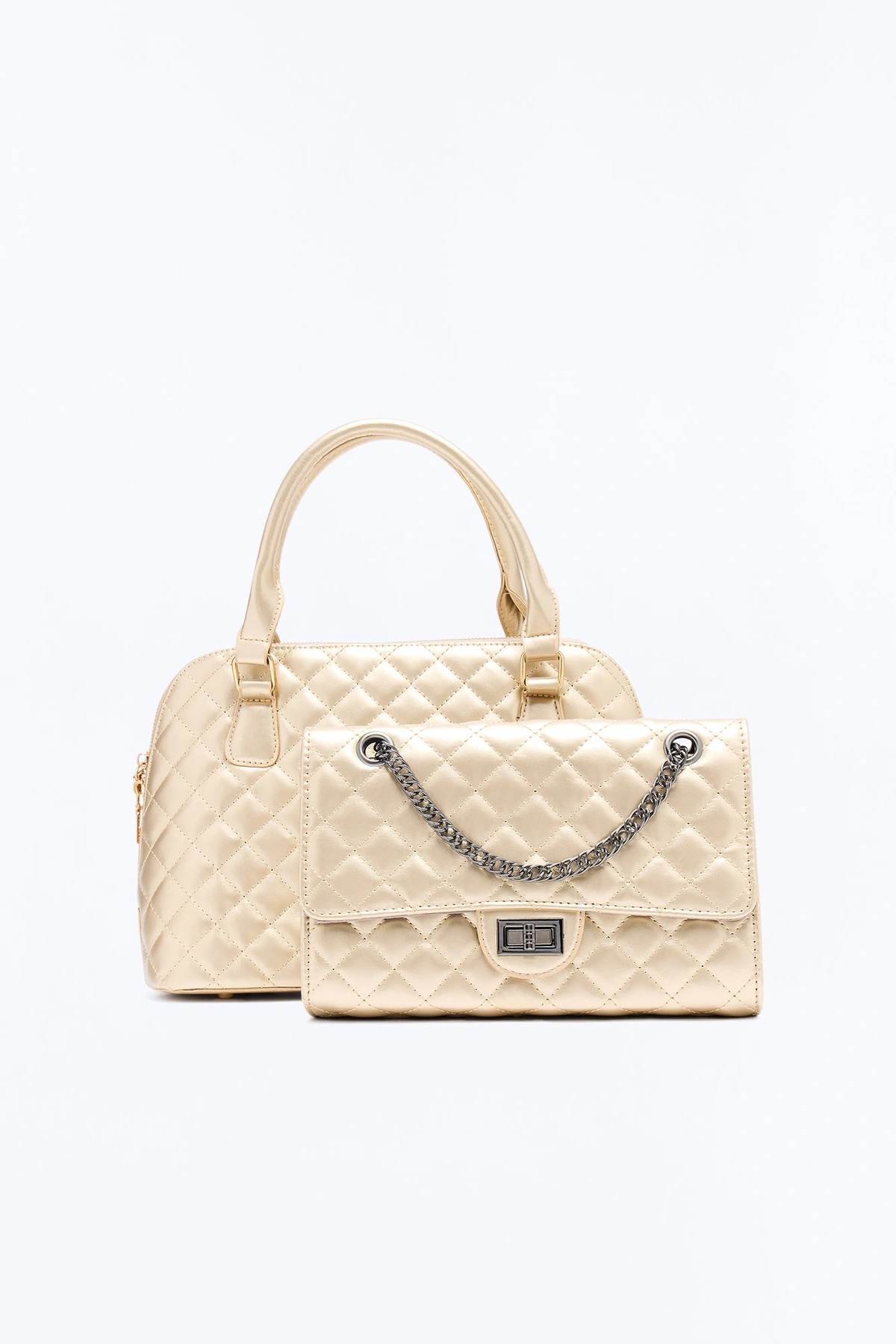 All In The Bag Faux Leather 3 Piece Satchel Handbag Set - Gold — Dourado
