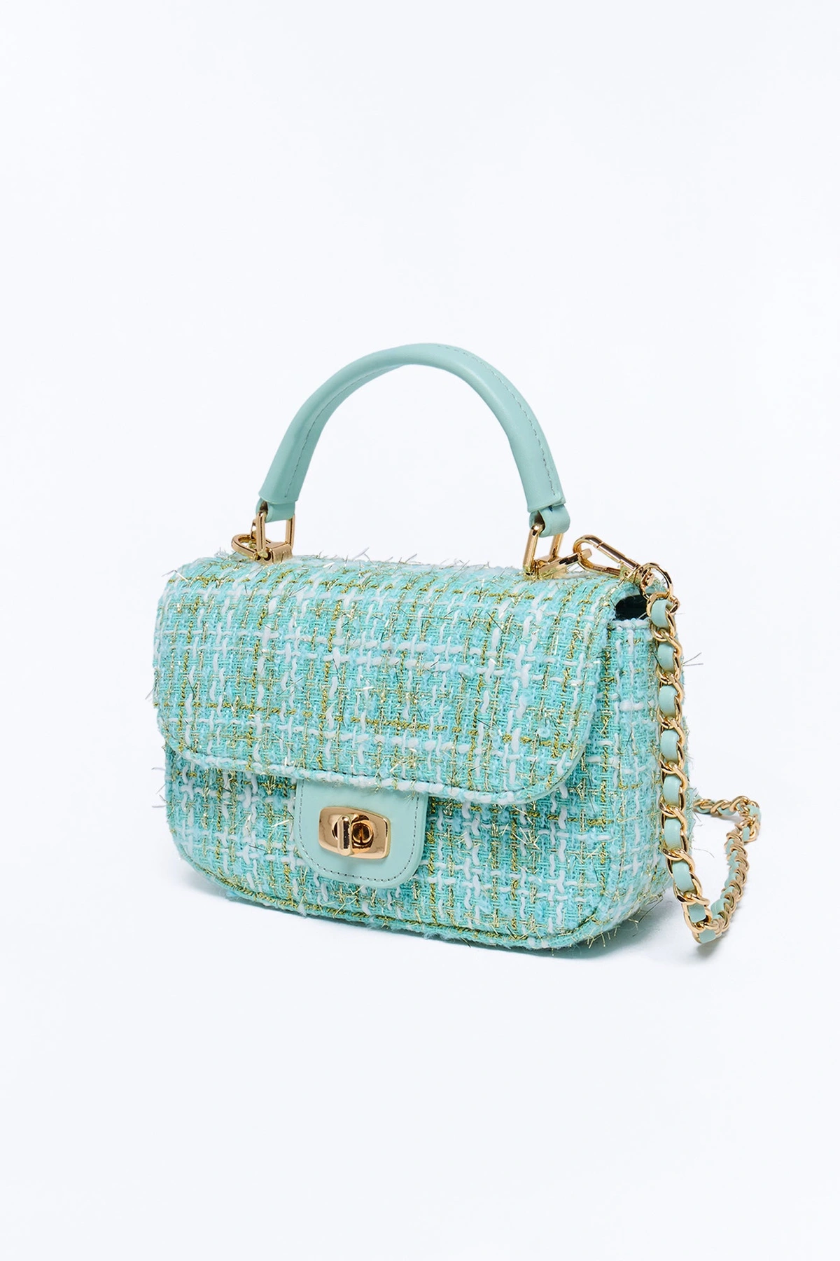 Park Avenue Girl Tweed Satchel Handbag - Blue — Azul
