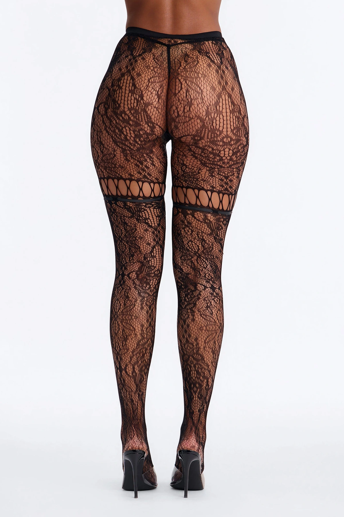 Dana Lace Up Tights - Black — Preto