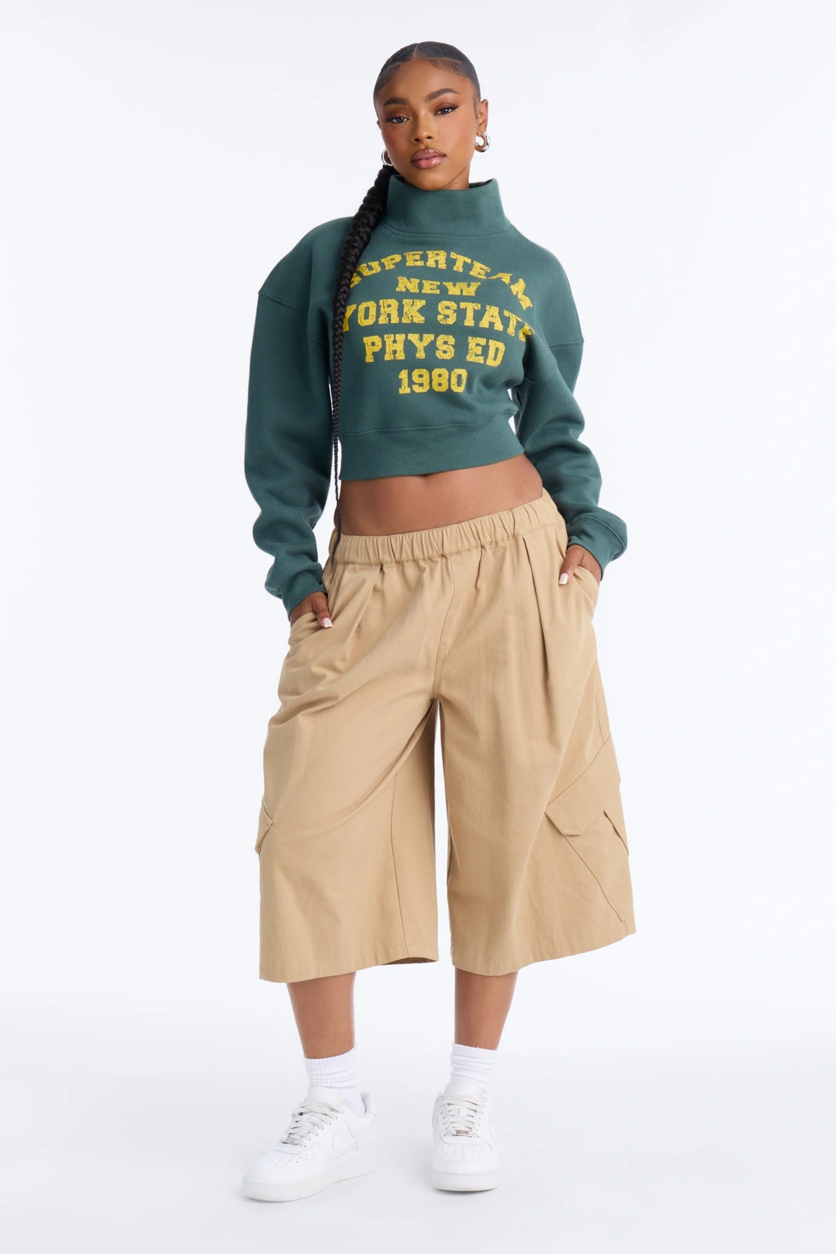Super Team NY Cropped Sweatshirt - Hunter — Verde-escuro