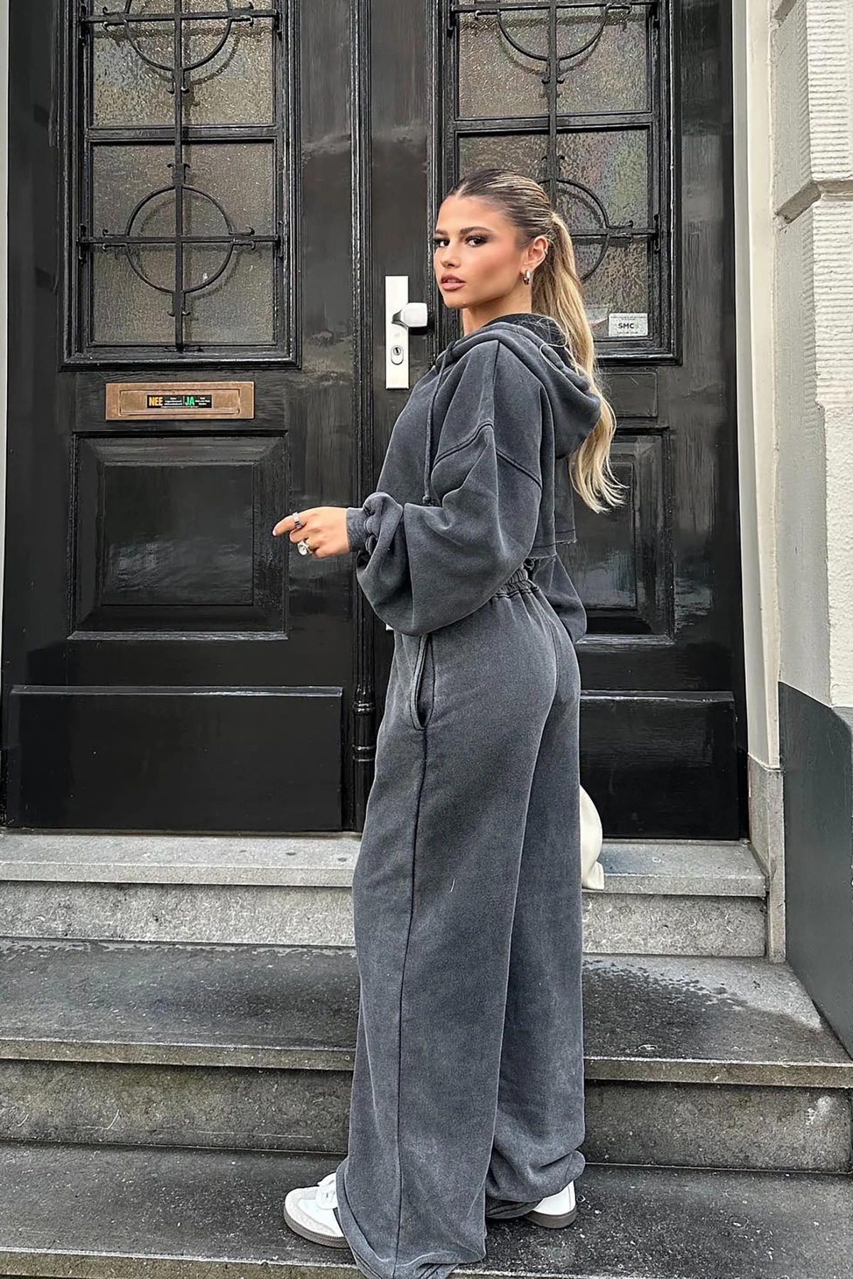 On The Go Fleece Pant Set - Charcoal — Cinzento-escuro