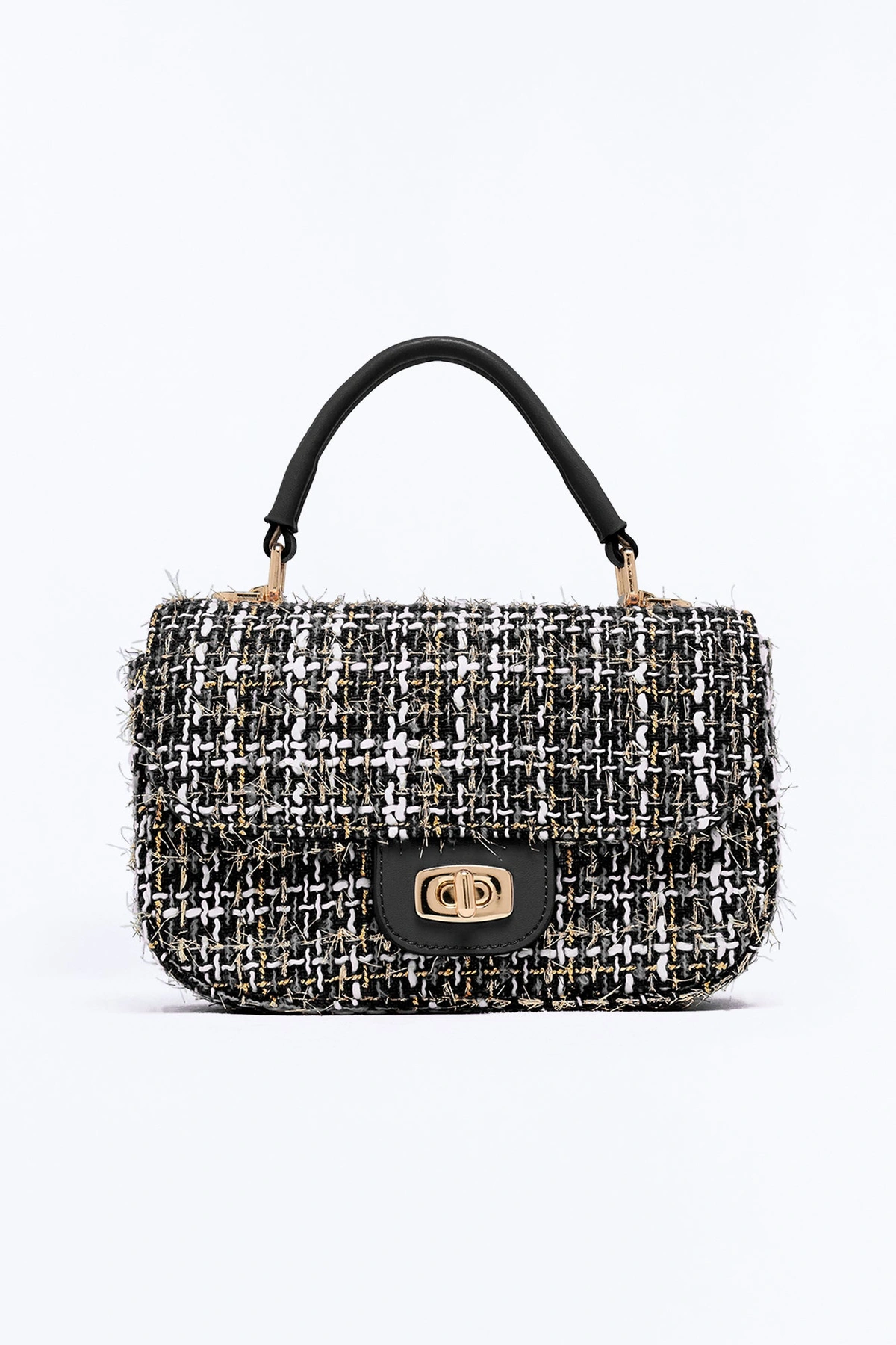 Park Avenue Girl Tweed Satchel Handbag - Black/combo — Preto/combinação