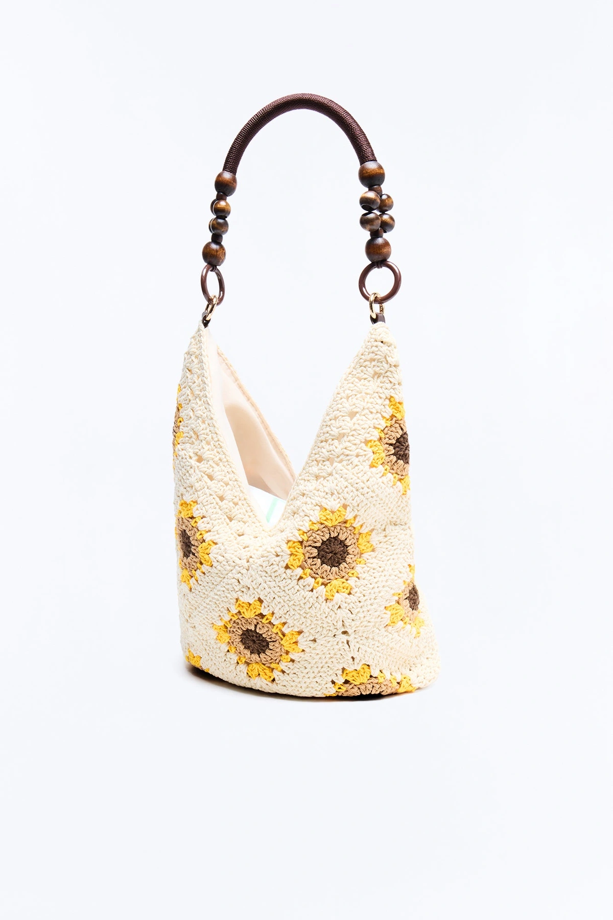 Sunflower Love Crochet Tote Handbag - Ivory/combo — Marfim/combinação