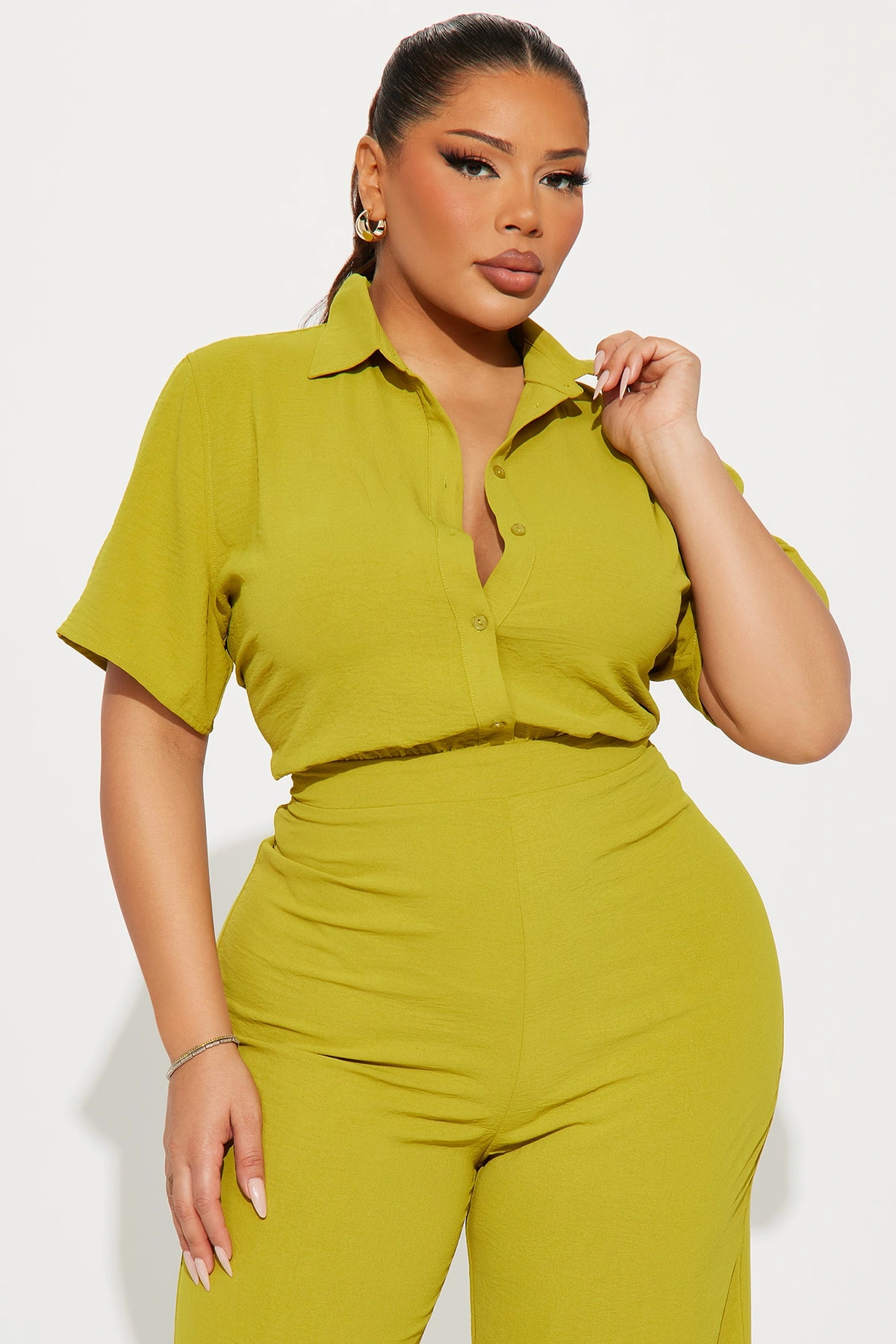 Makenzie Short Sleeve Jumpsuit - Chartreuse — Chartreuse
