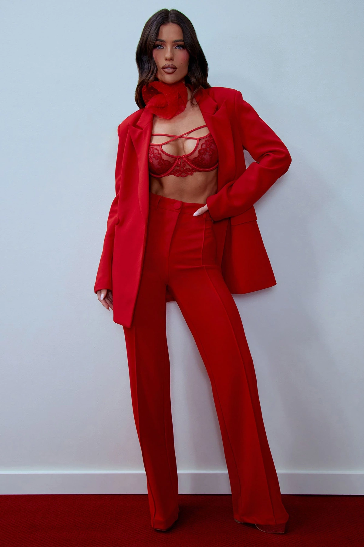 Dreamy Moments Blazer Set - Red — Vermelho