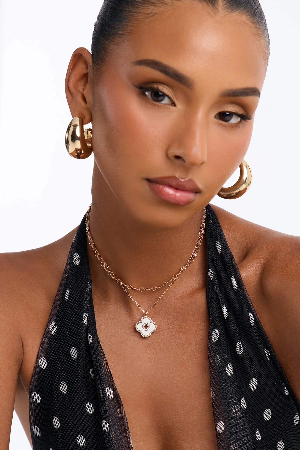 Tami Twinkle Necklace - White/Gold — Branco/Dourado