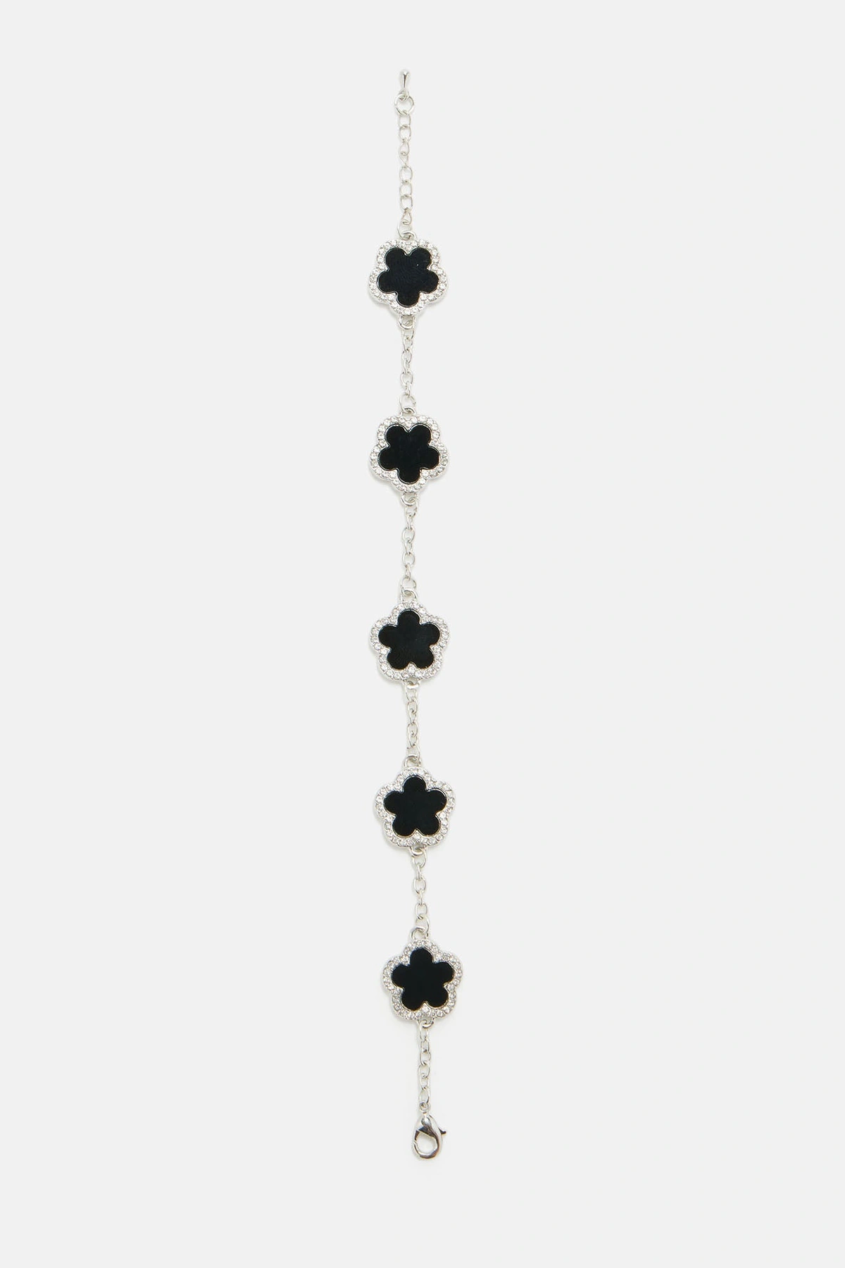 My Clover Chain Bracelet - Black/Silver — Preto/Prateado