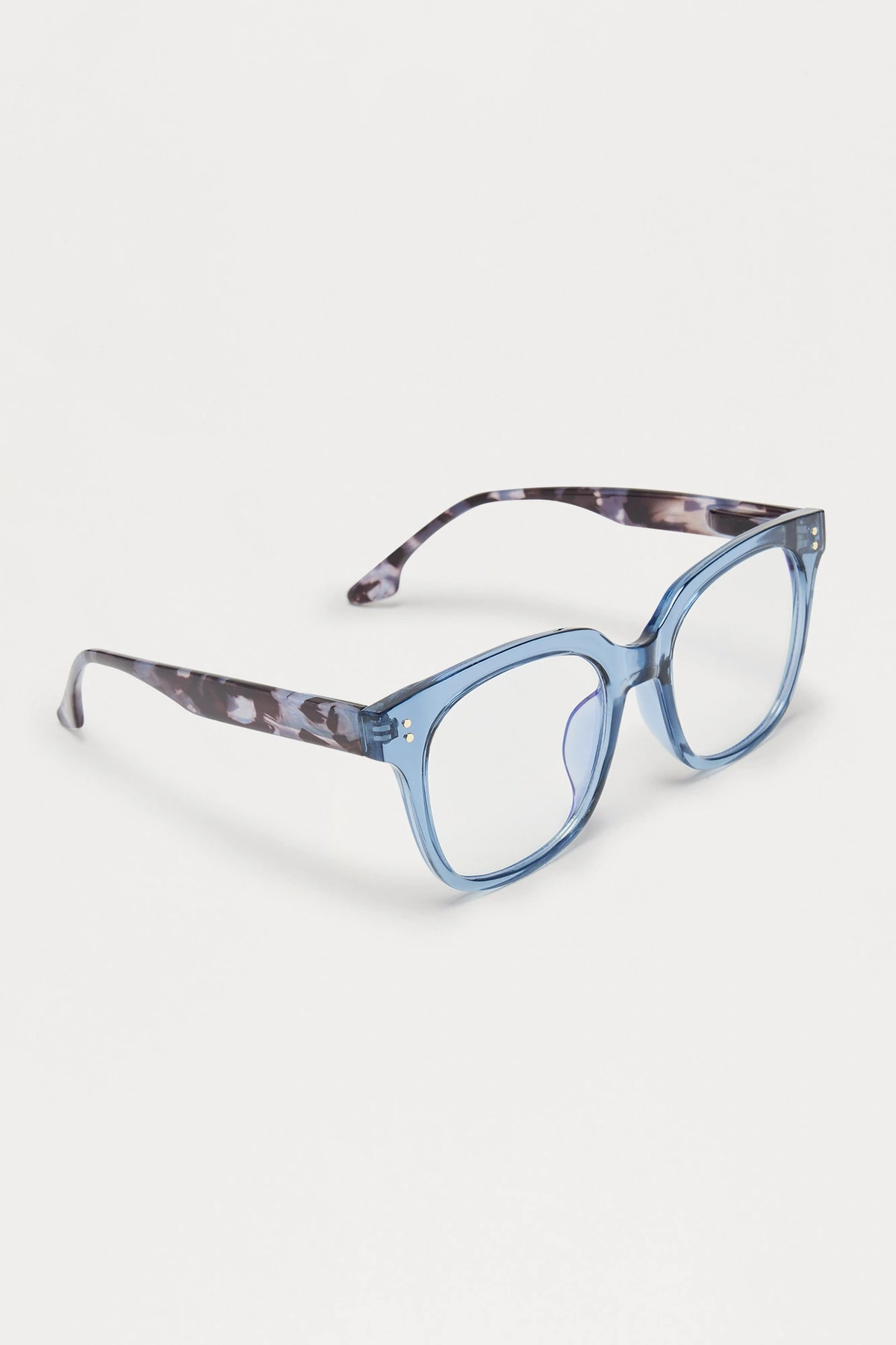 Hand Written Square Blue Light Glasses - Clear/Grey — Clear/Cinzento