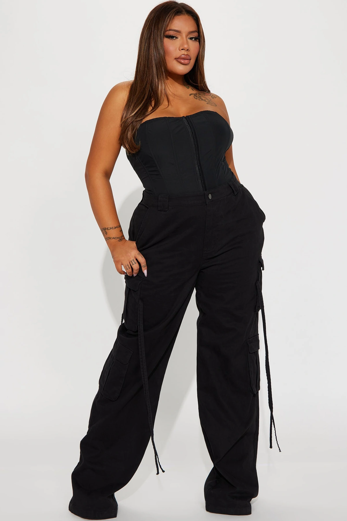 Tall Golden Hour Wide Leg Cargo Pant - Black — Preto