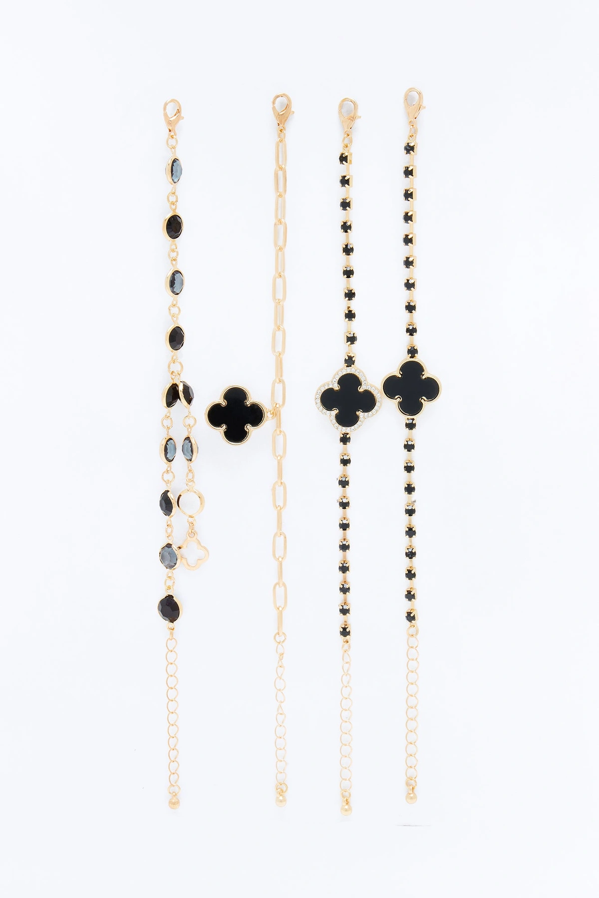 Captivated 4 Piece Bracelet Set - Gold/Black — Dourado/Preto