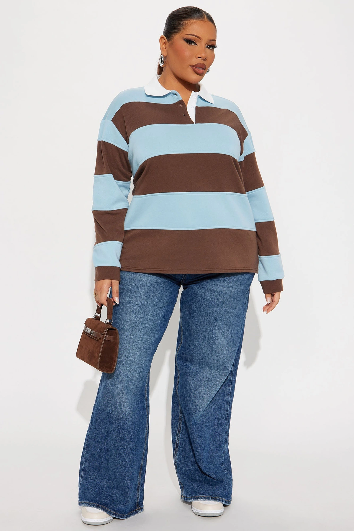 Katie Rugby Striped Polo - Brown/combo — Castanho/combinação