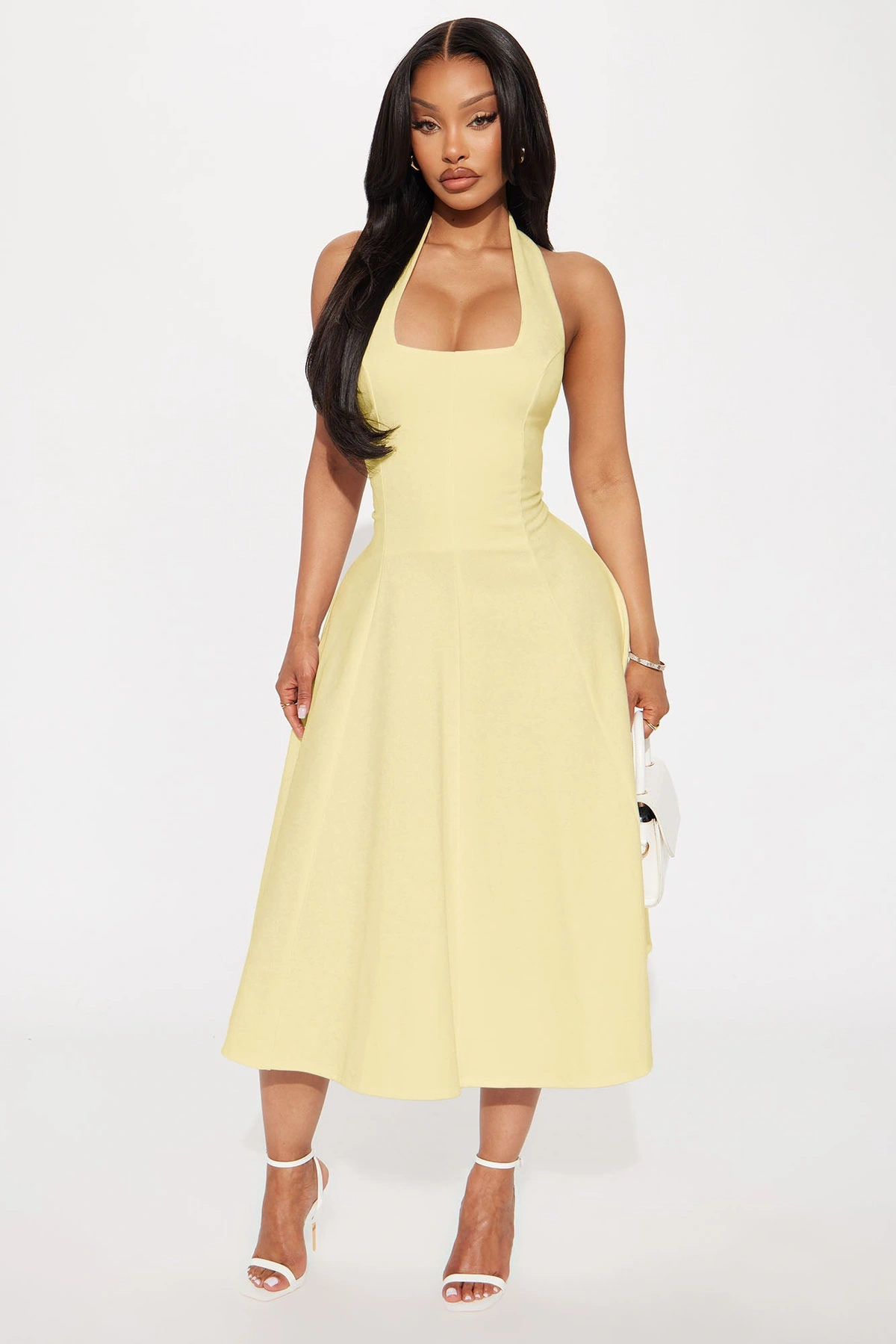 Mabel Ponte Midi Dress - Yellow — Amarelo