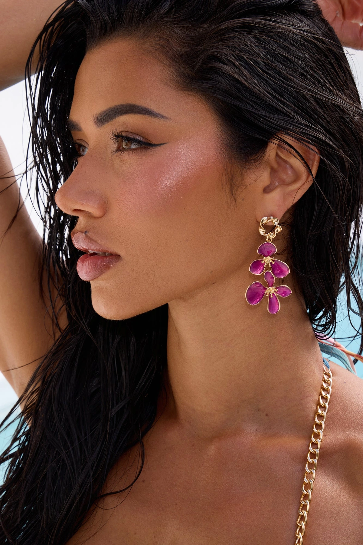 Lotus Dreams Earrings - Gold/Purple — Dourado/Roxo