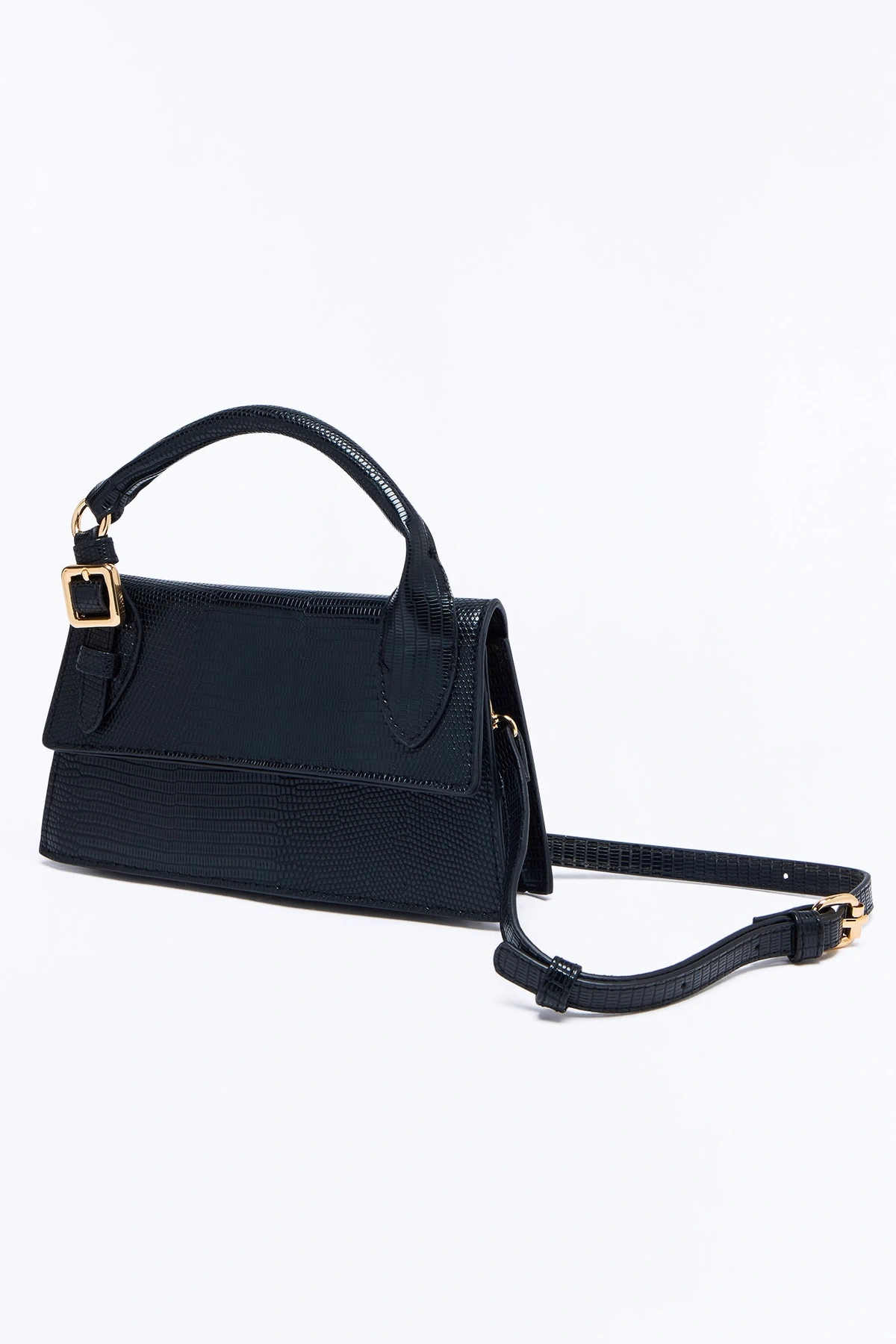 Beyond The View Faux Leather Satchel Handbag - Black — Preto