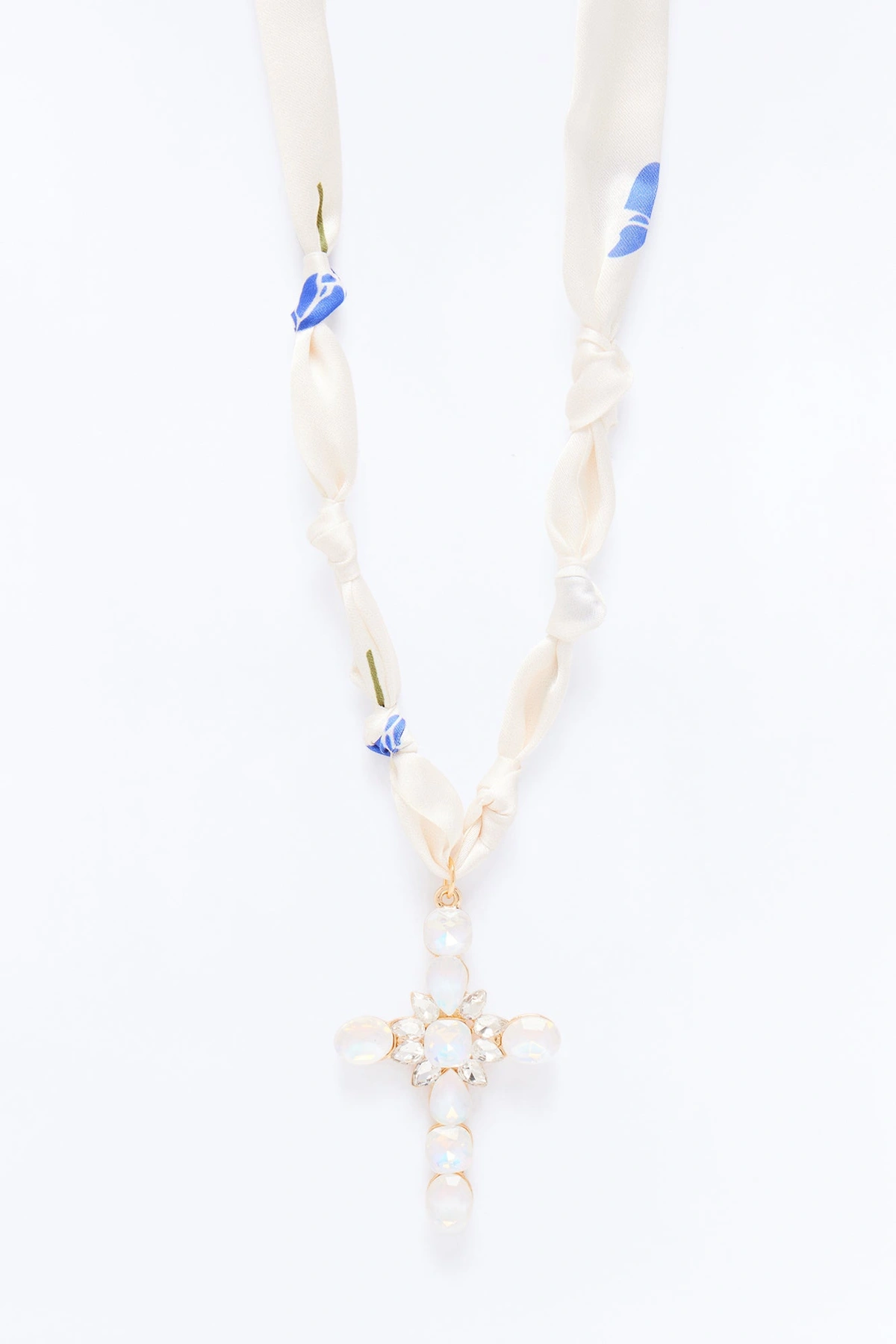 Rosemary Scarf Necklace - White/Gold — Branco/Dourado