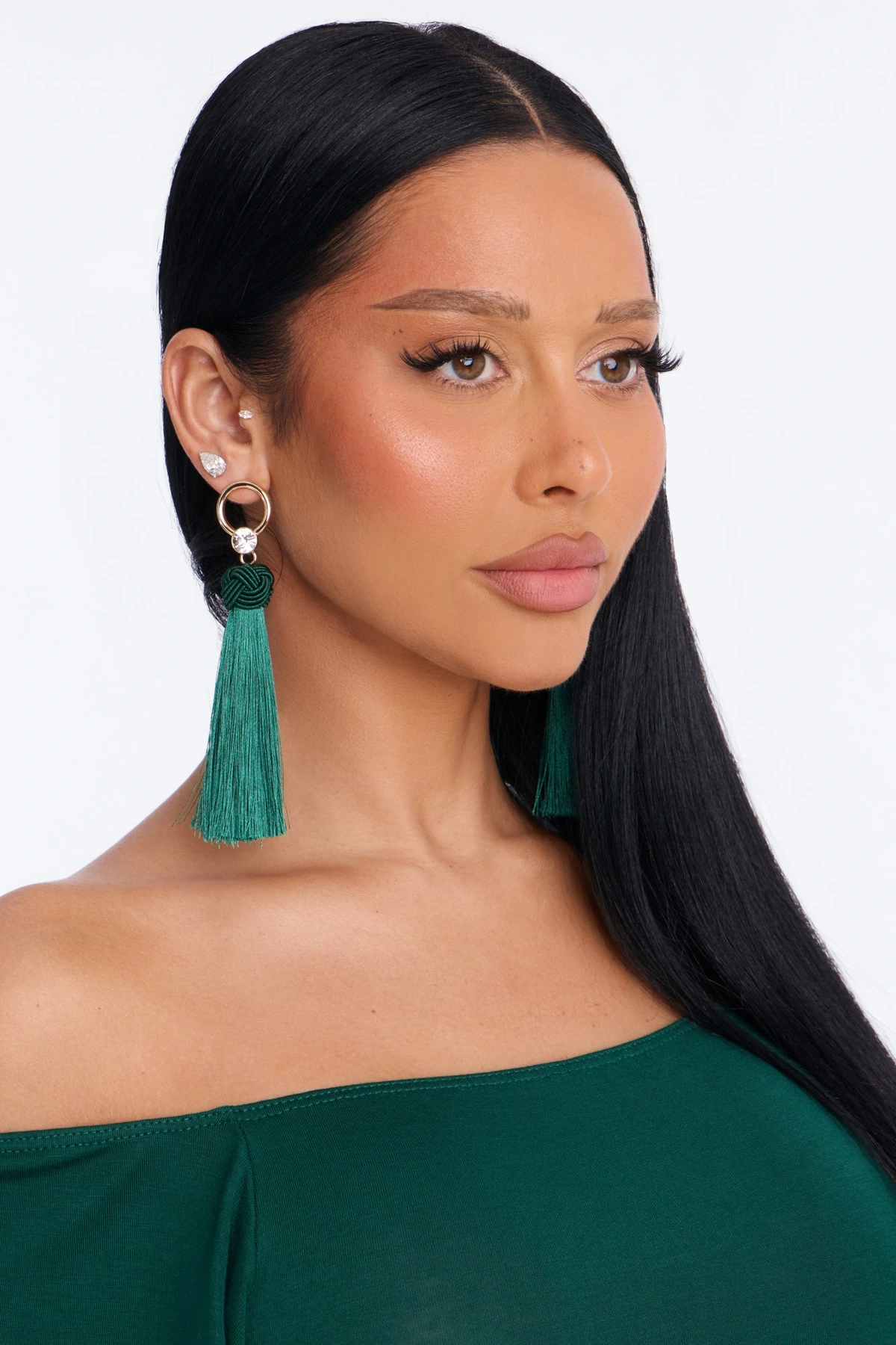 Tropical Tranquil Drop Earrings - Gold/Green — Dourado/Verde