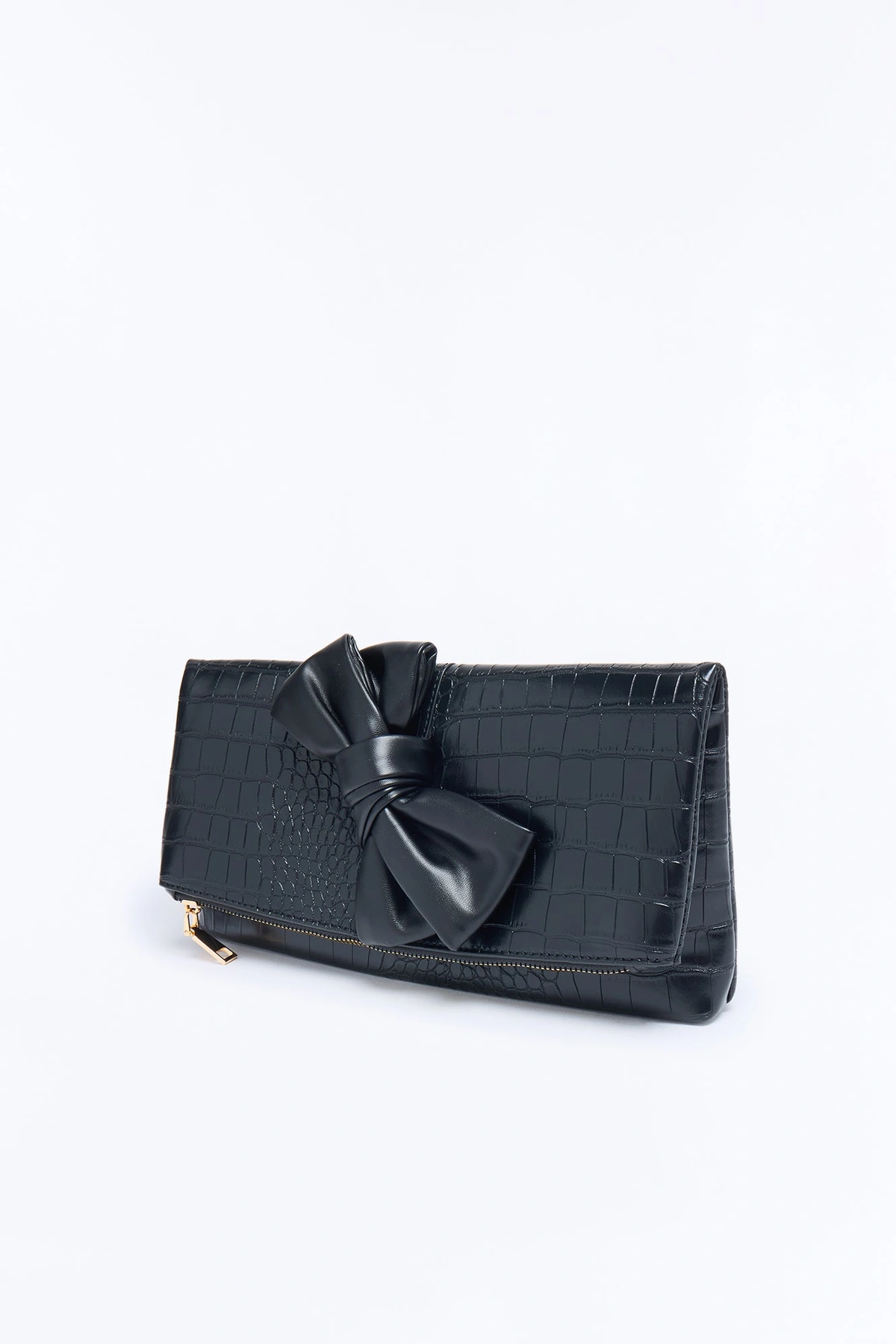 Soft Drama Faux Leather Clutch Handbag - Black — Preto