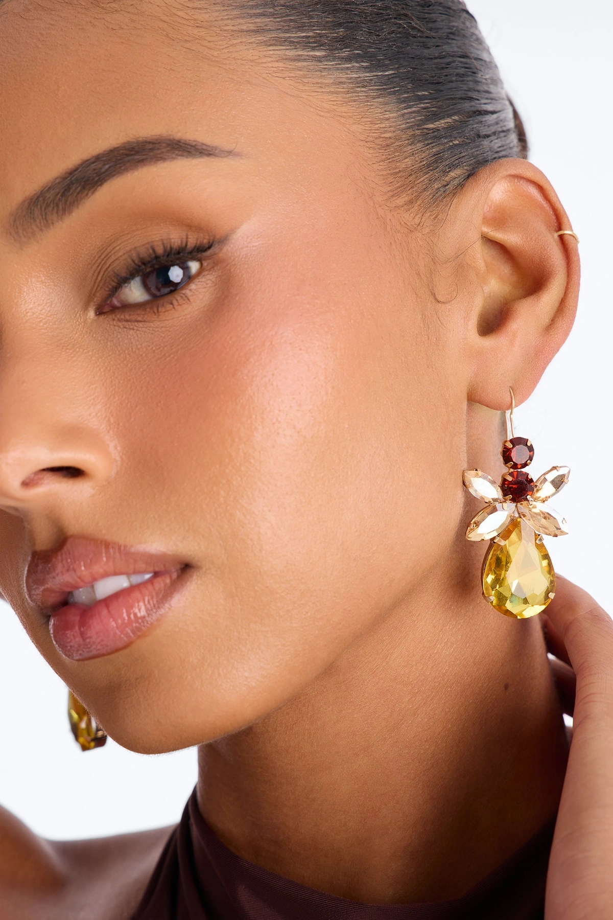 We Have Spark Jeweled Earrings - Champagne — Champagne