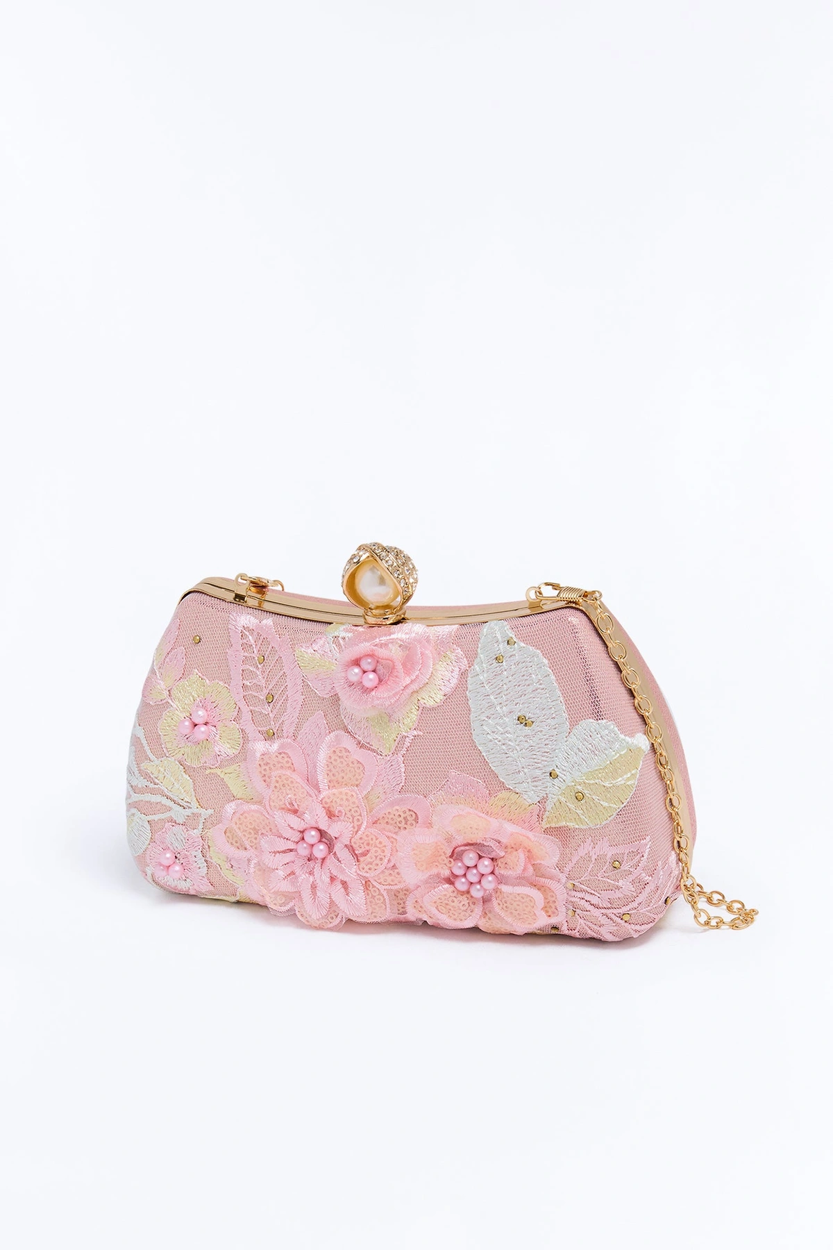Rose Garden Embroidered Satchel Handbag - Pink — Rosa