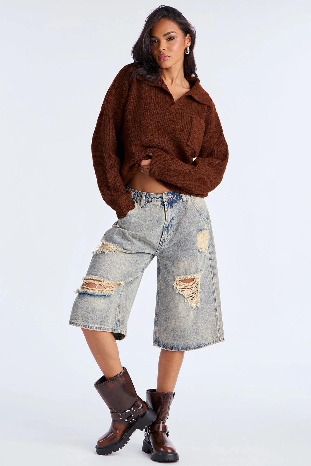 Ollie Polo Sweater - Brown — Castanho